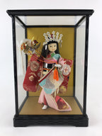Japanese Doll Glass Case Display Vtg Ningyo Kimono Dancer Figurine BD907