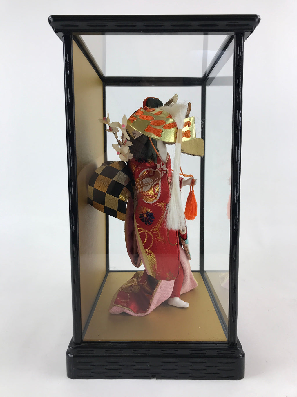 Japanese Doll Glass Case Display Vtg Ningyo Kimono Dancer Figurine BD907