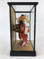 Japanese Doll Glass Case Display Vtg Ningyo Kimono Dancer Figurine BD907