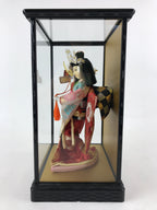 Japanese Doll Glass Case Display Vtg Ningyo Kimono Dancer Figurine BD907