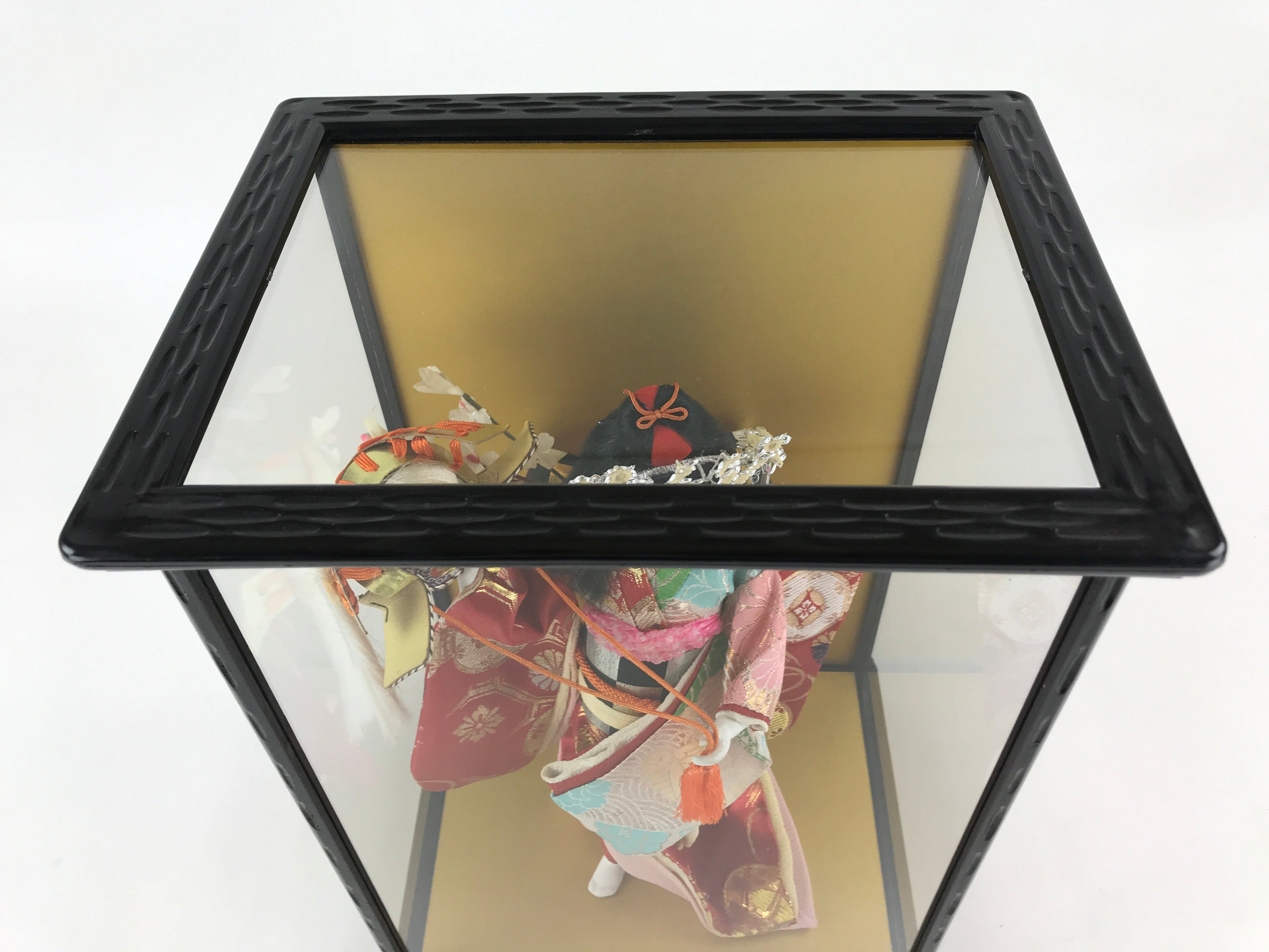 Japanese Doll Glass Case Display Vtg Ningyo Kimono Dancer Figurine BD907