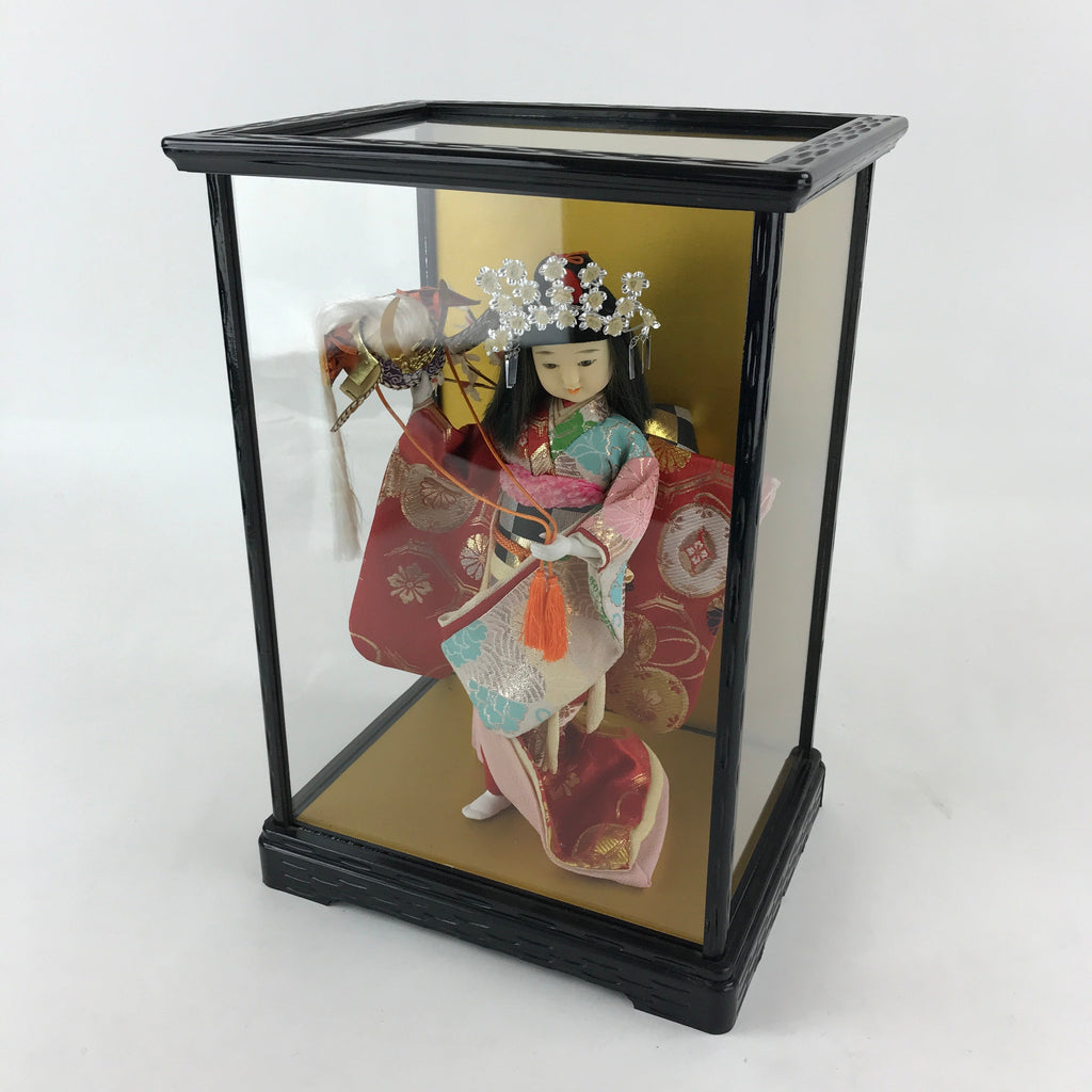 Japanese Doll Glass Case Display Vtg Ningyo Kimono Dancer Figurine BD907