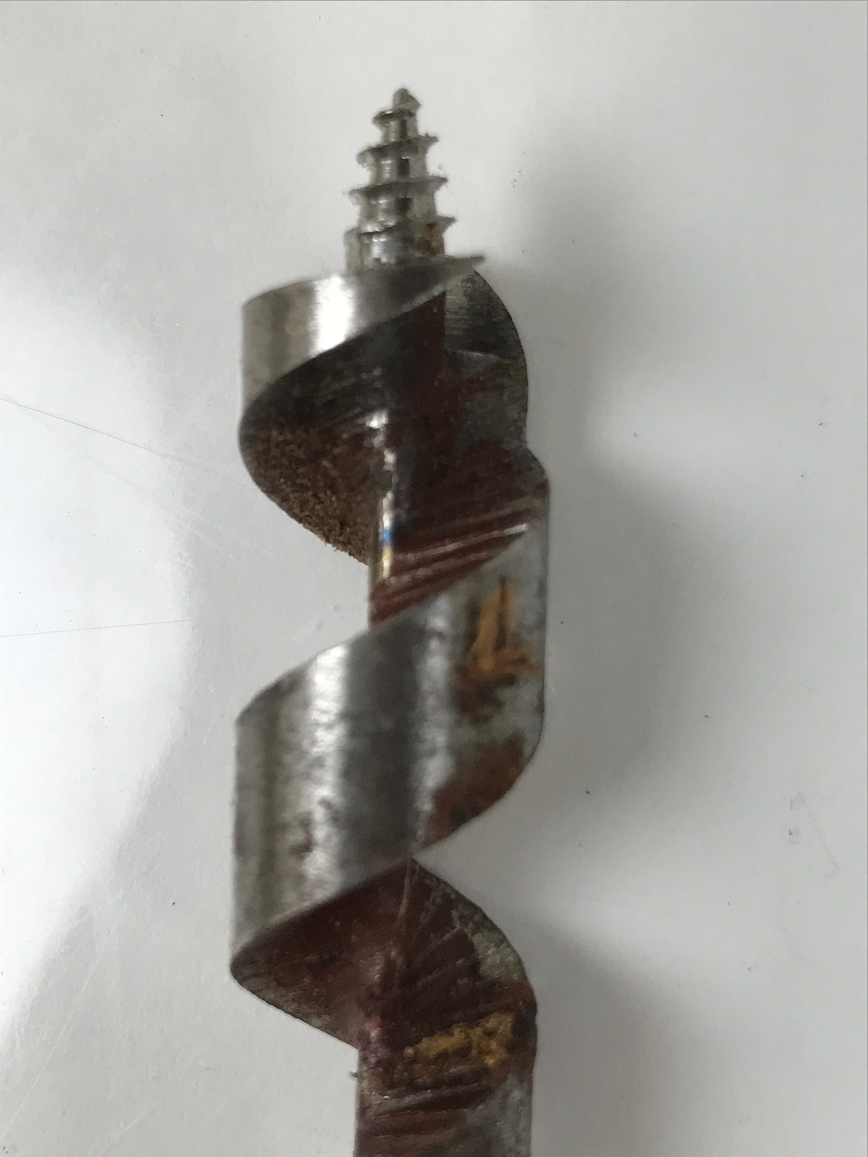 Japanese Drill Bit Woodworking Tool Vtg Carpentry Hole Screw Silver Brown T316