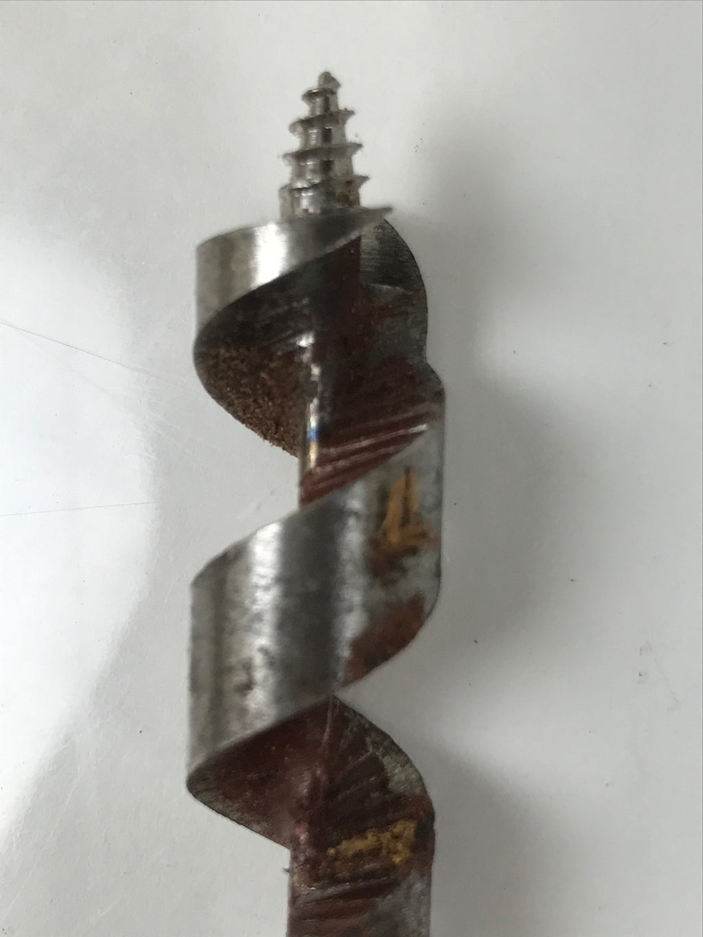Japanese Drill Bit Woodworking Tool Vtg Carpentry Hole Screw Silver Brown T316