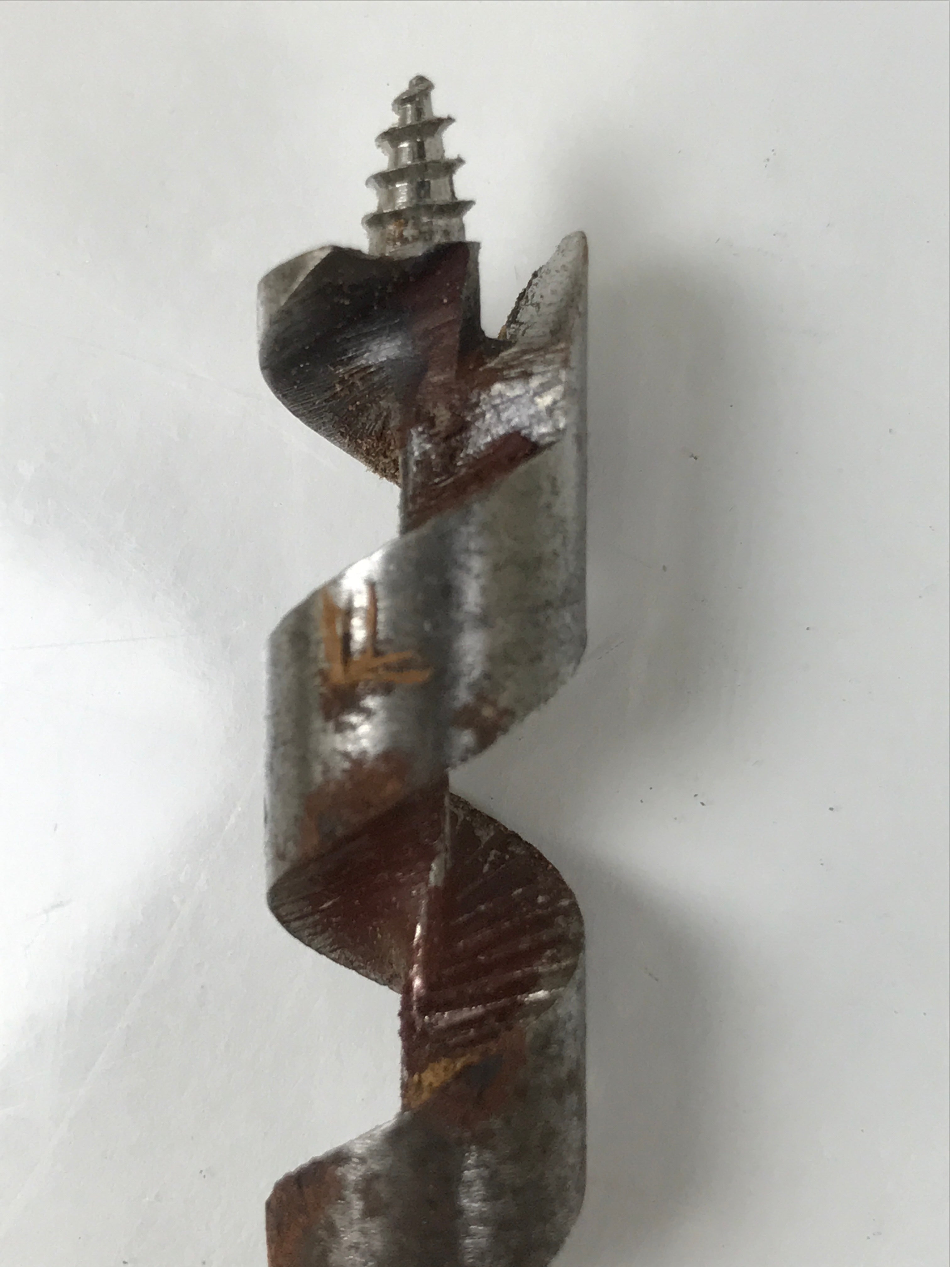 Japanese Drill Bit Woodworking Tool Vtg Carpentry Hole Screw Silver Brown T316