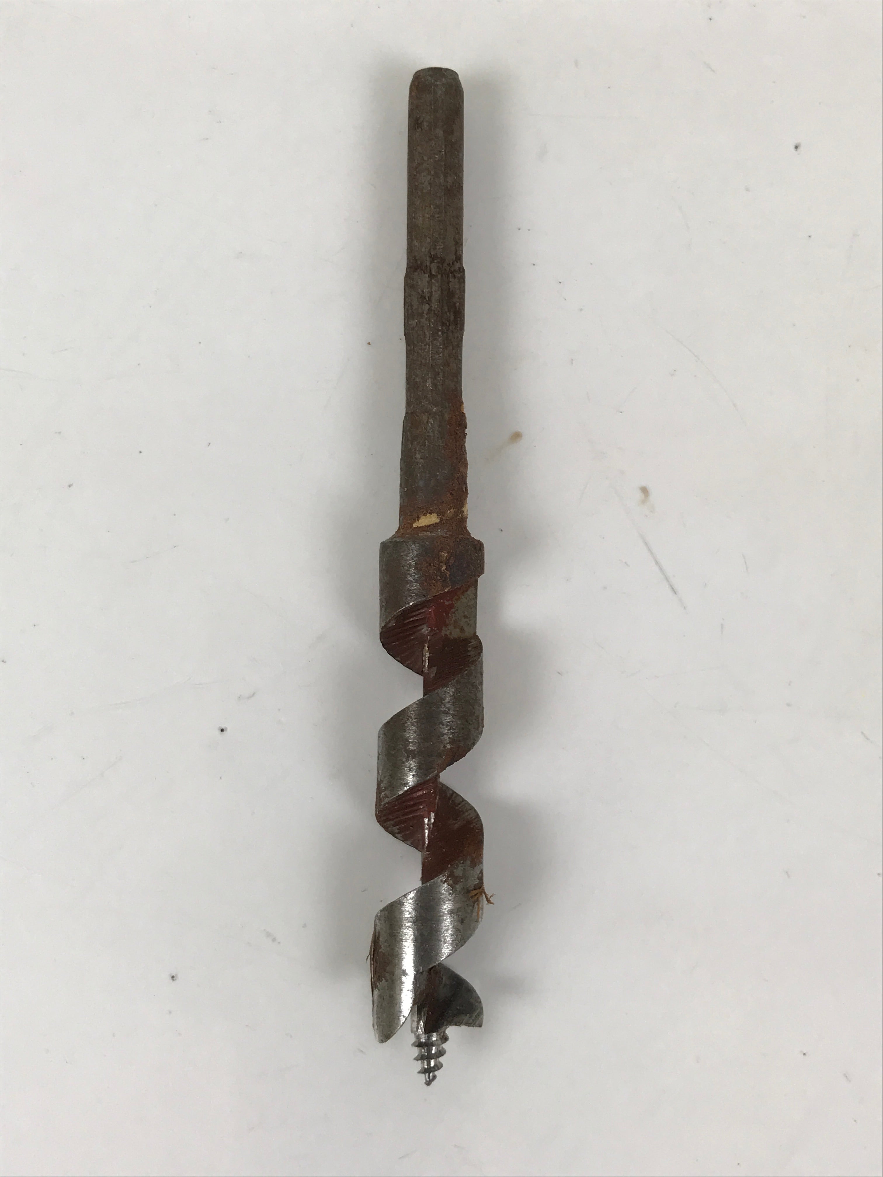 Japanese Drill Bit Woodworking Tool Vtg Carpentry Hole Screw Silver Brown T316