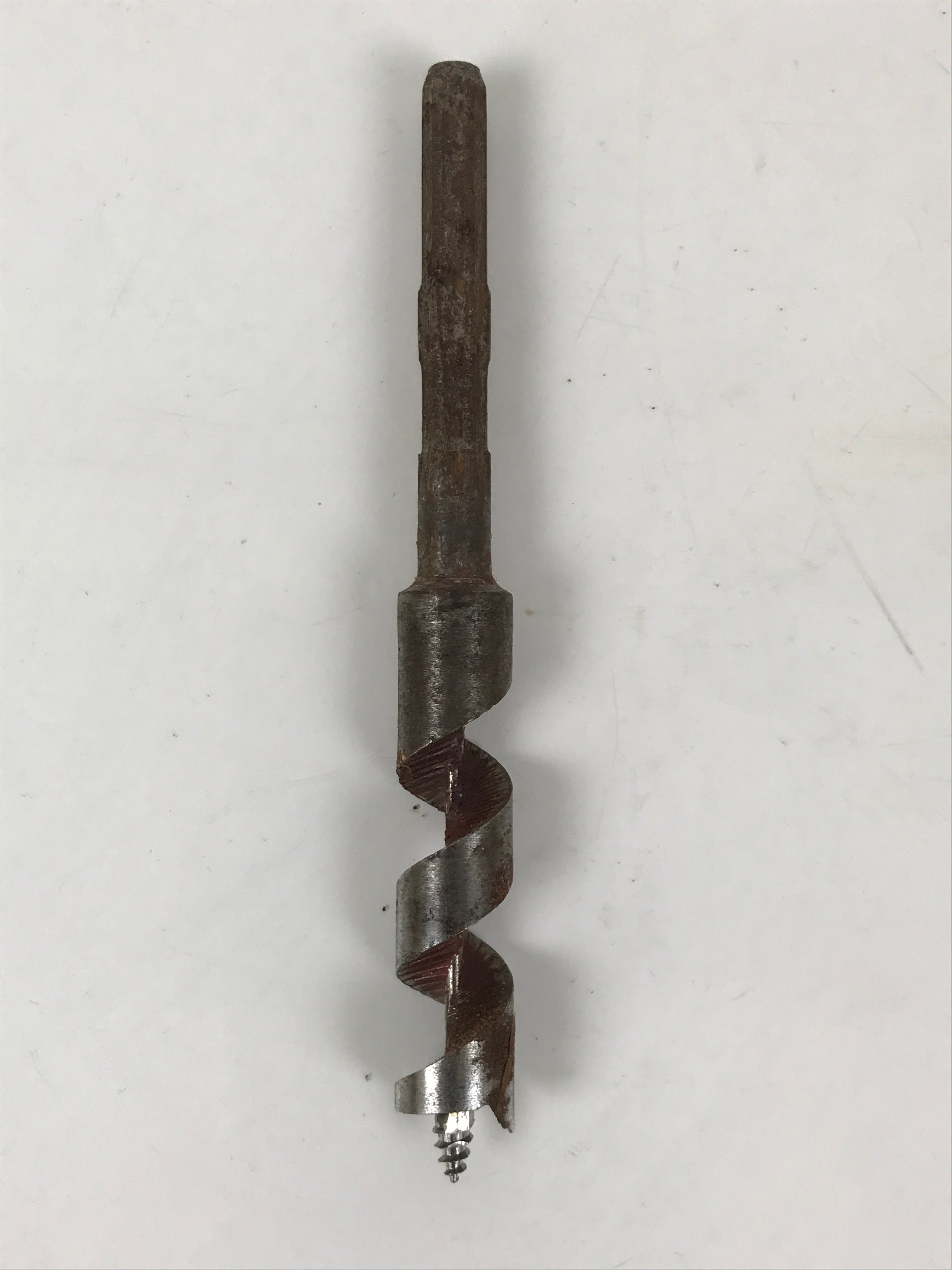 Japanese Drill Bit Woodworking Tool Vtg Carpentry Hole Screw Silver Brown T316