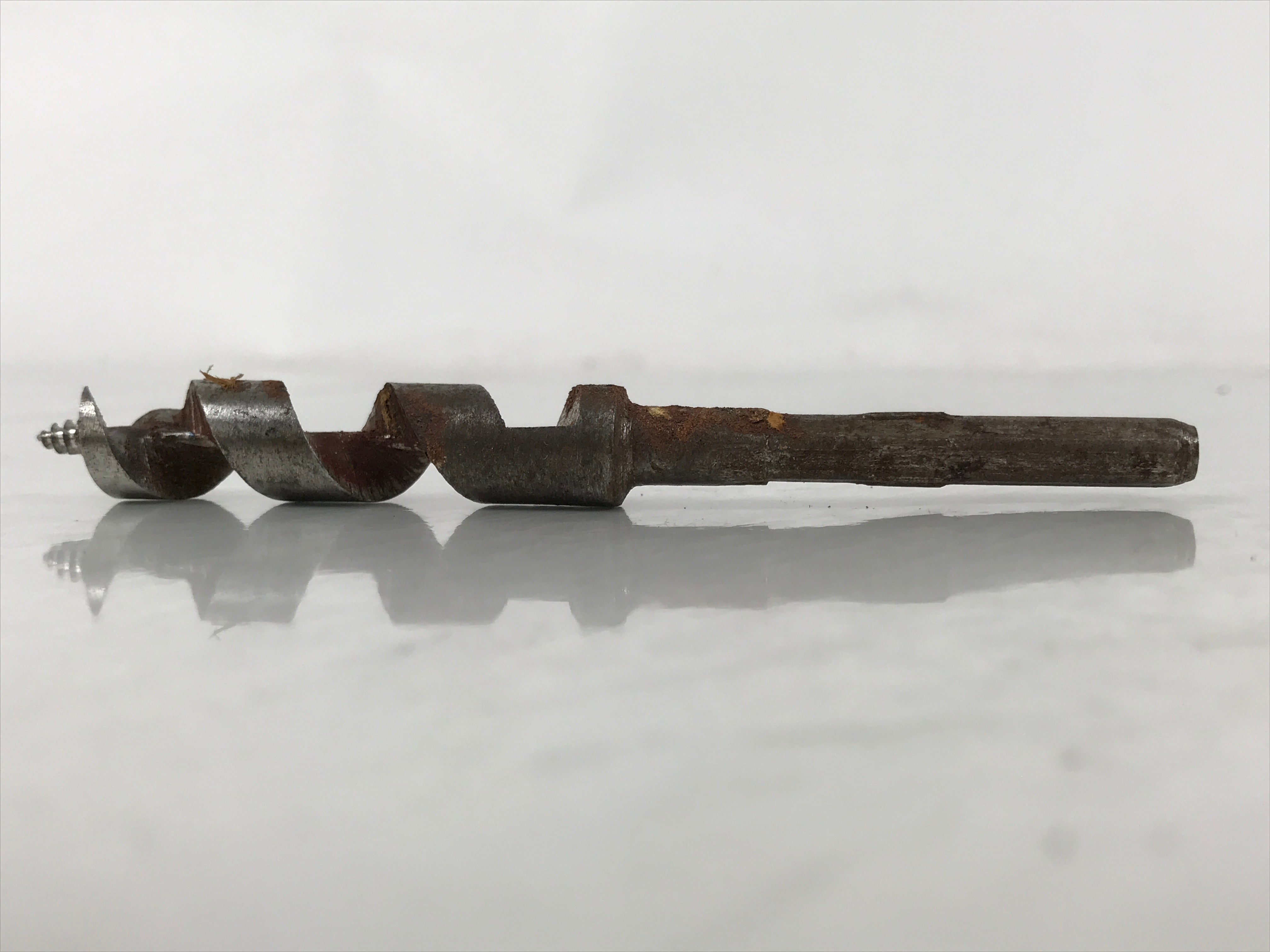 Japanese Drill Bit Woodworking Tool Vtg Carpentry Hole Screw Silver Brown T316