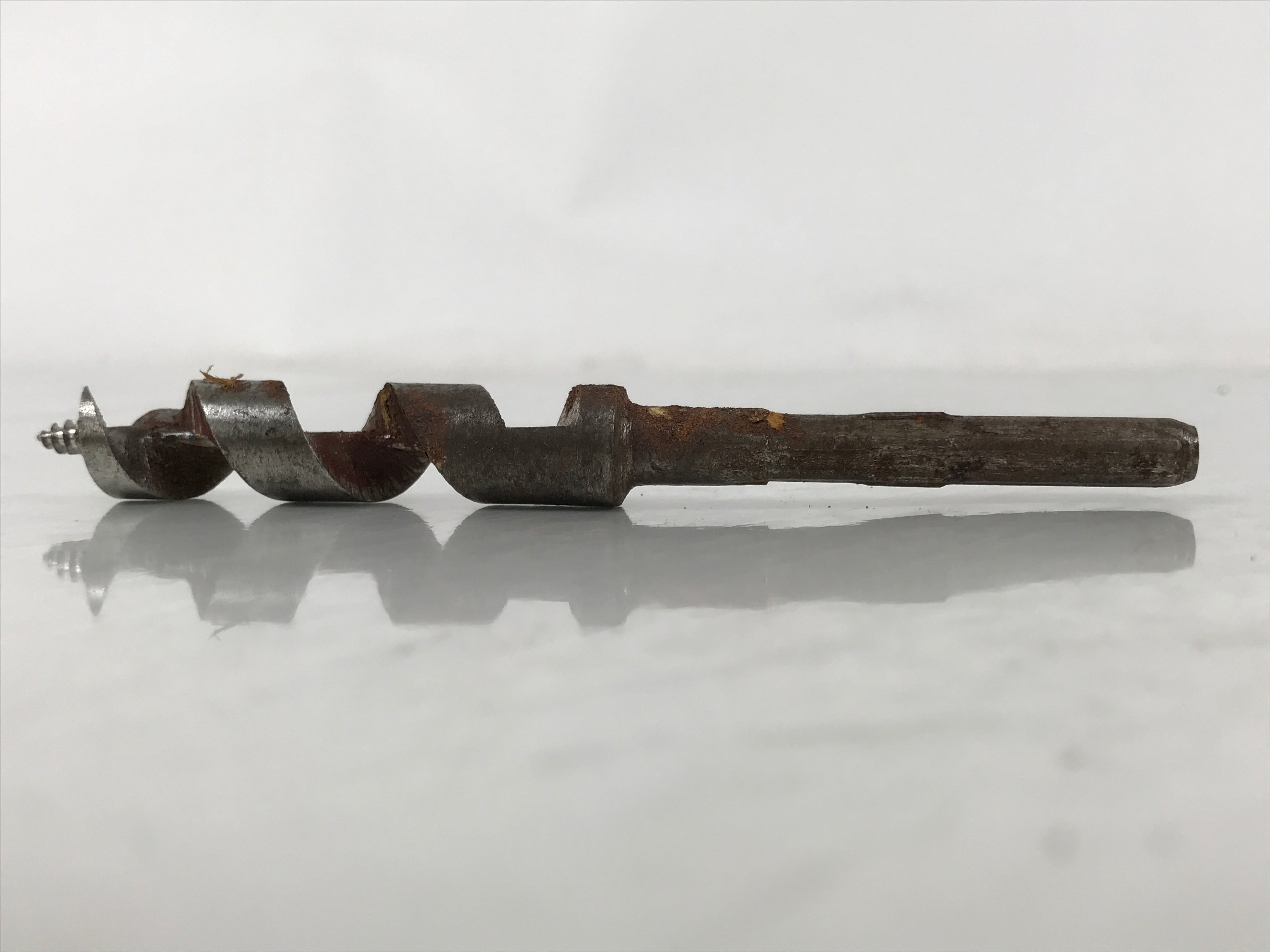 Japanese Drill Bit Woodworking Tool Vtg Carpentry Hole Screw Silver Brown T316