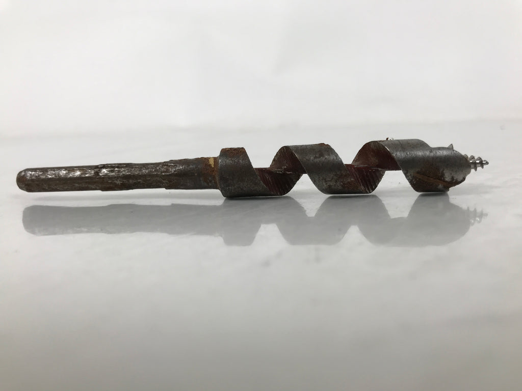 Japanese Drill Bit Woodworking Tool Vtg Carpentry Hole Screw Silver Brown T316