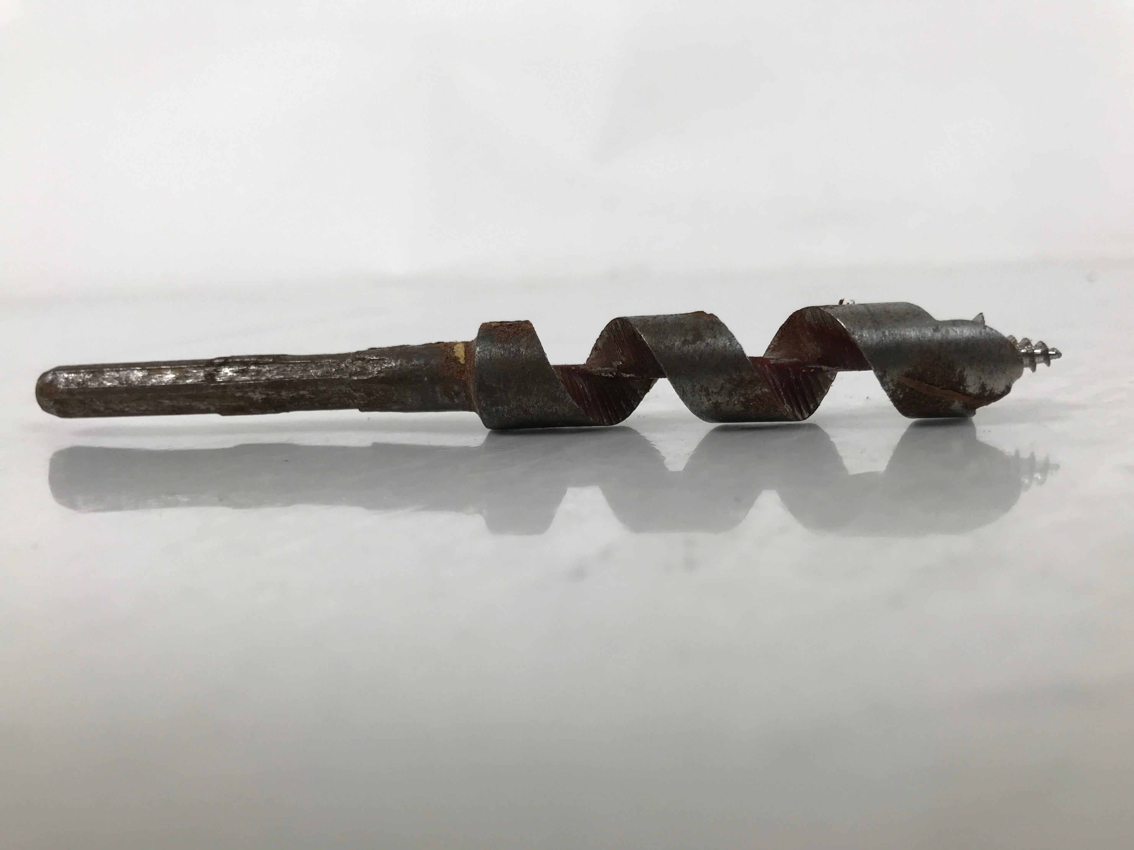 Japanese Drill Bit Woodworking Tool Vtg Carpentry Hole Screw Silver Brown T316