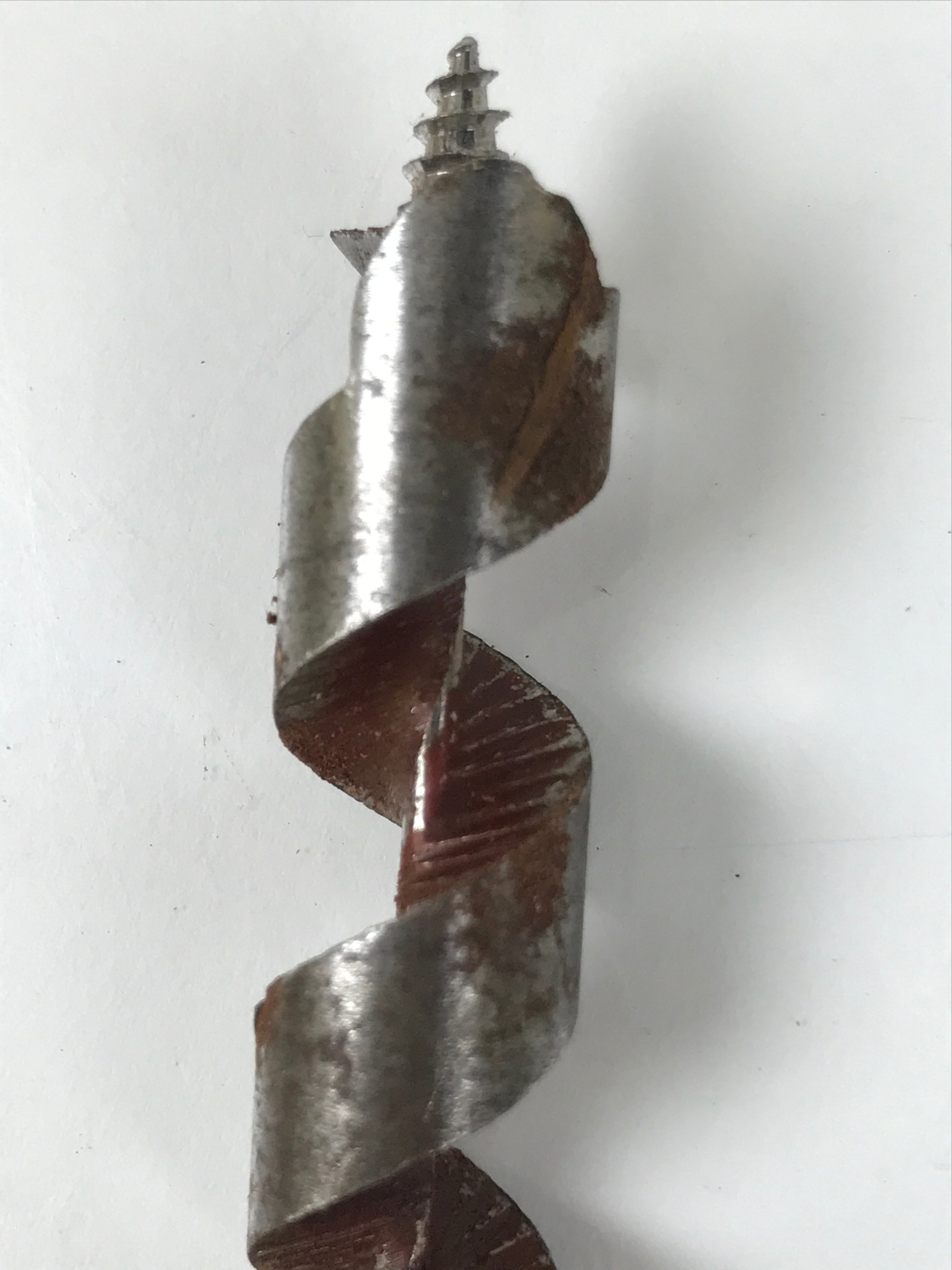 Japanese Drill Bit Woodworking Tool Vtg Carpentry Hole Screw Silver Brown T316