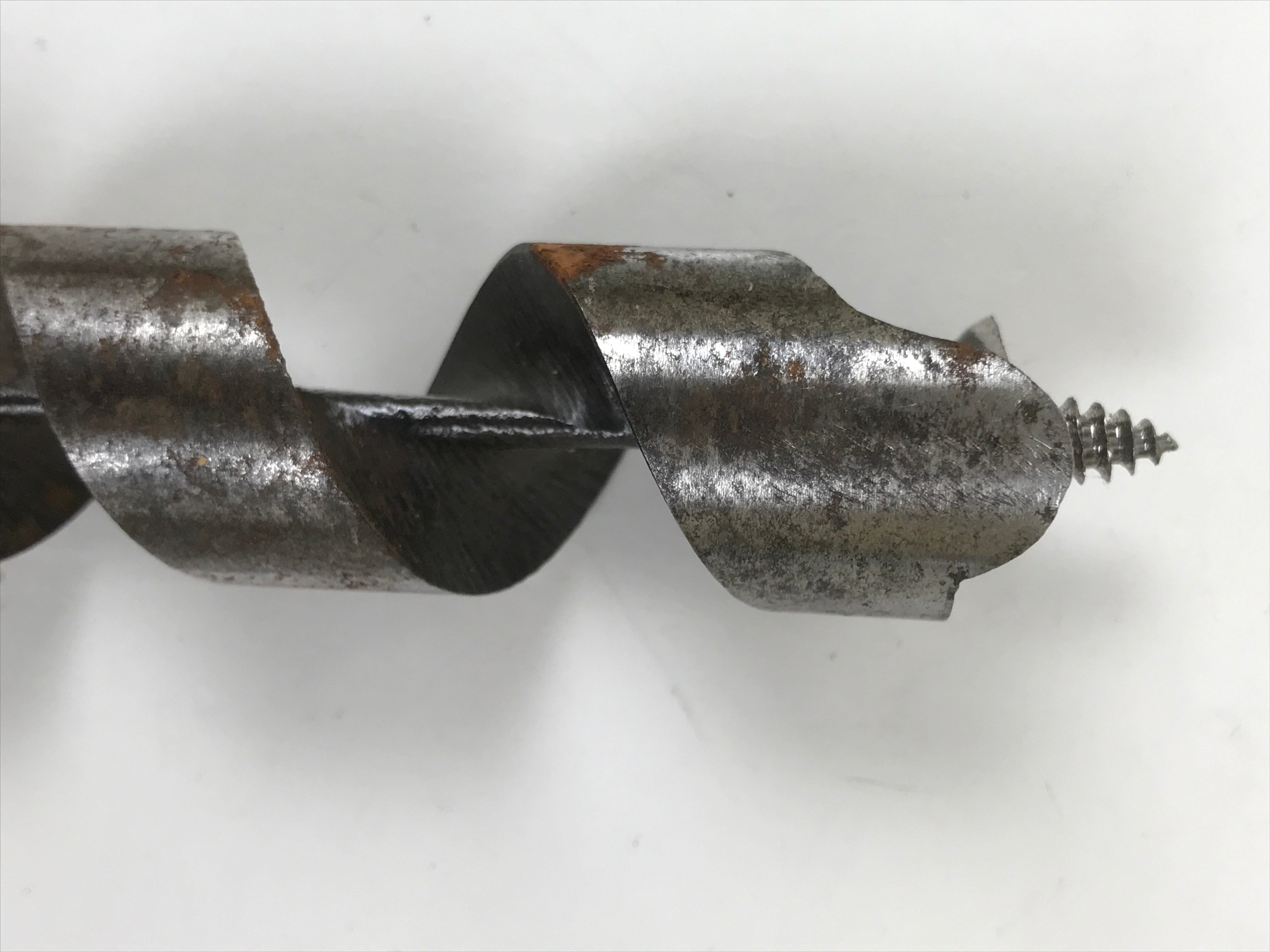 Japanese Drill Bit Woodworking Tool Vtg Carpentry Hole Screw Silver Brown T317
