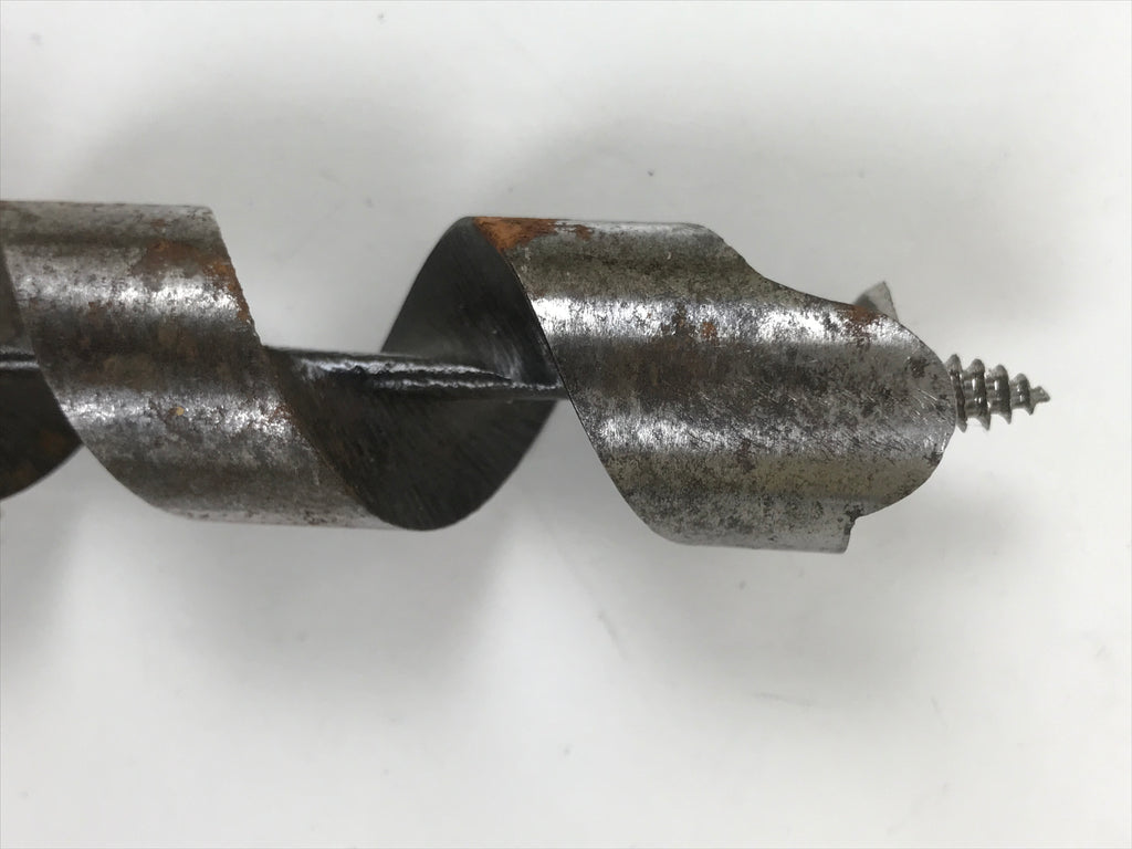 Japanese Drill Bit Woodworking Tool Vtg Carpentry Hole Screw Silver Brown T317