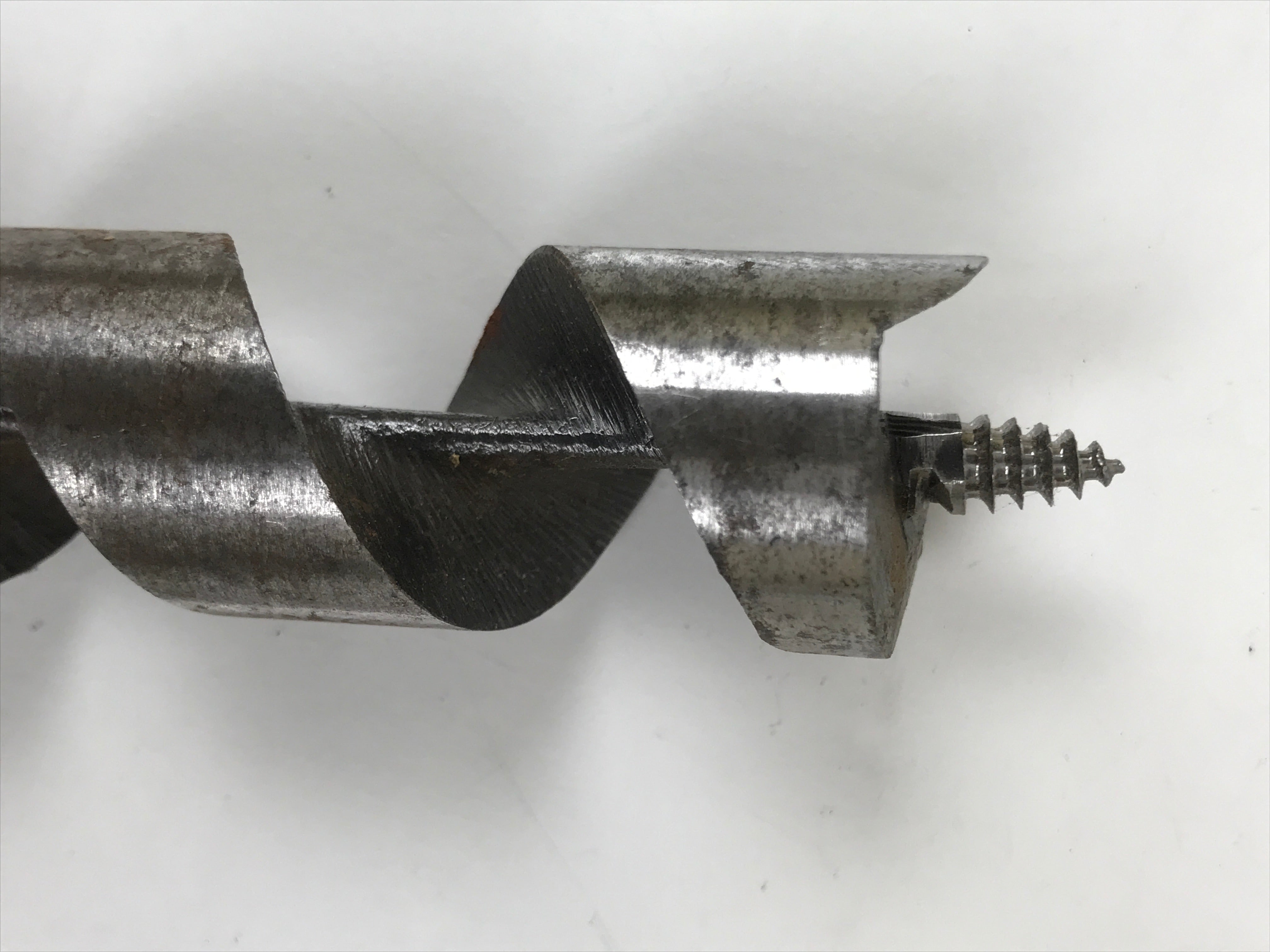Japanese Drill Bit Woodworking Tool Vtg Carpentry Hole Screw Silver Brown T317