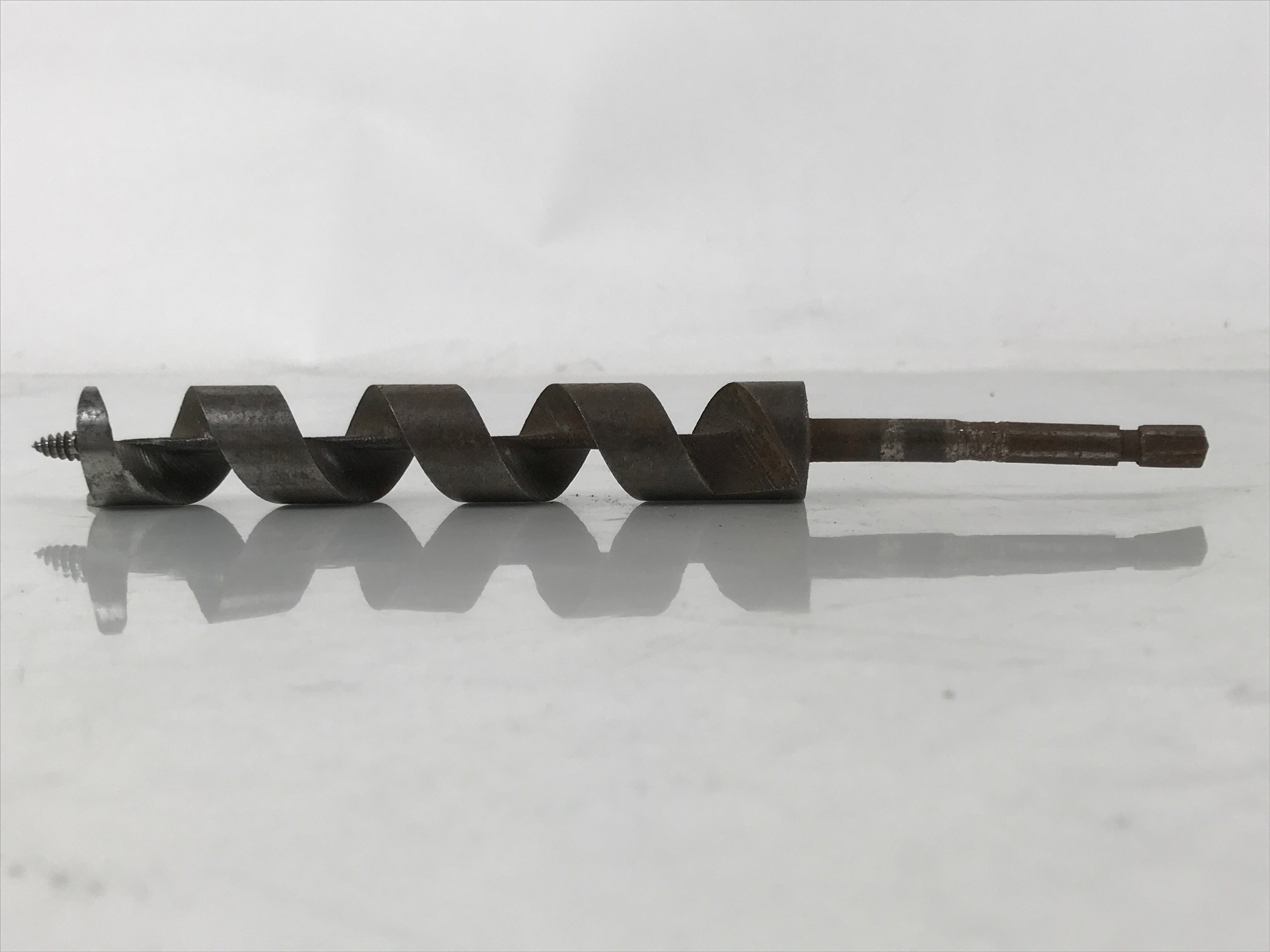 Japanese Drill Bit Woodworking Tool Vtg Carpentry Hole Screw Silver Brown T317