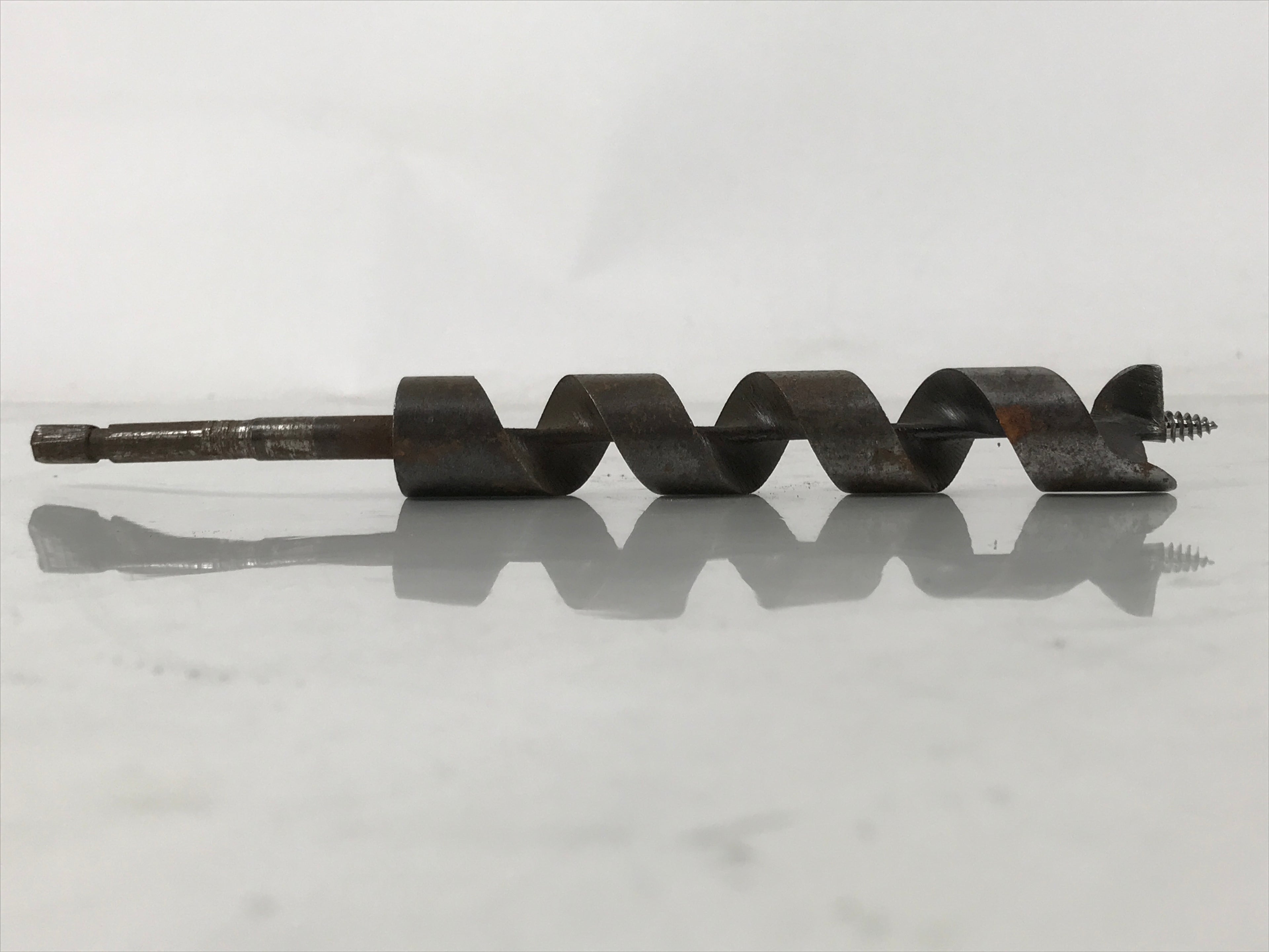 Japanese Drill Bit Woodworking Tool Vtg Carpentry Hole Screw Silver Brown T317