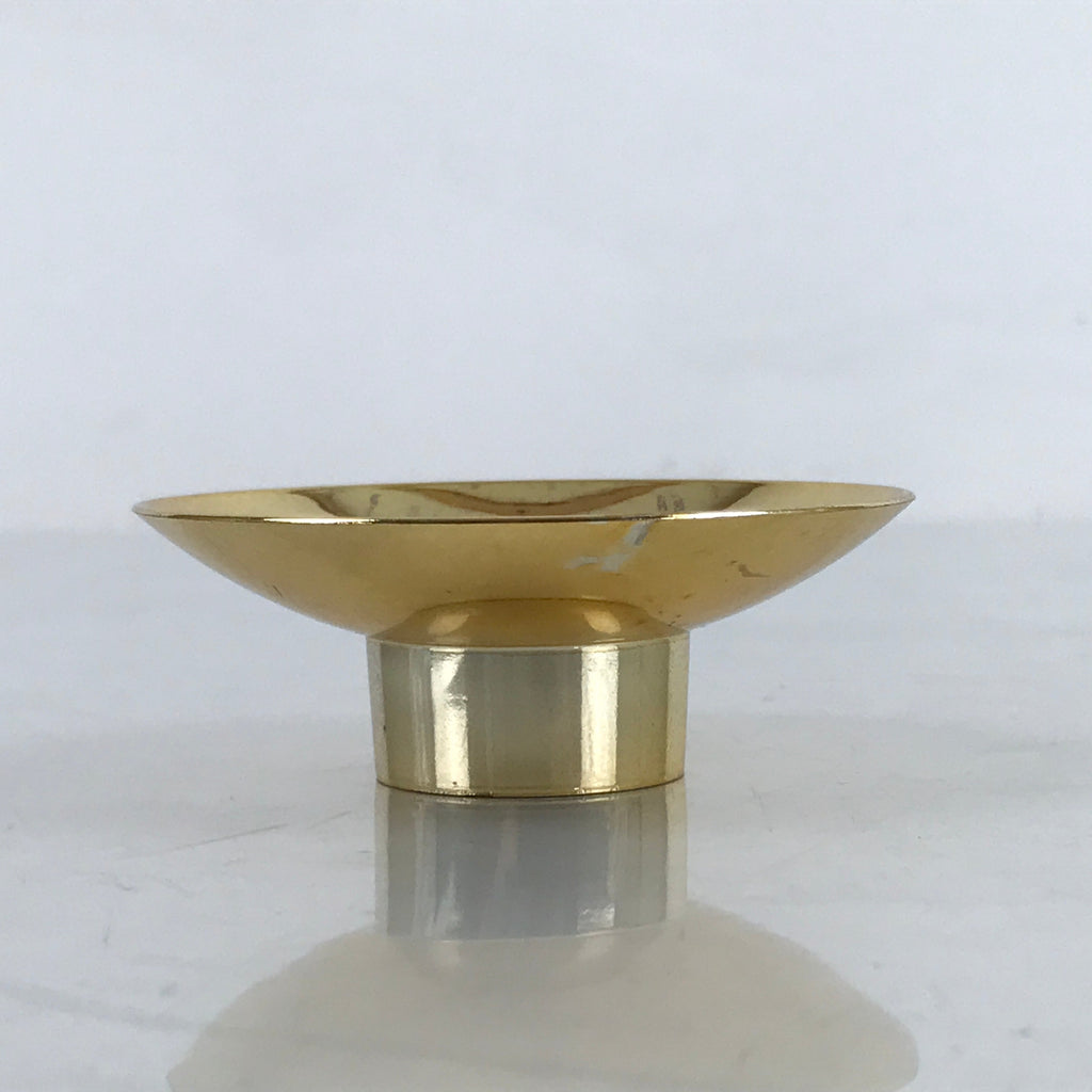 Japanese Drinking Sake Cup Vtg Gold Replica Sakazuki w/Box w/Stand JK757