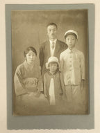 Japanese Early Showa Young Family Portrait Photograph Vtg Posed Sepia Tone PH20