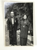 Japanese Elderly Couple Portrait Photograph Daily Life Kimono Black White PH208
