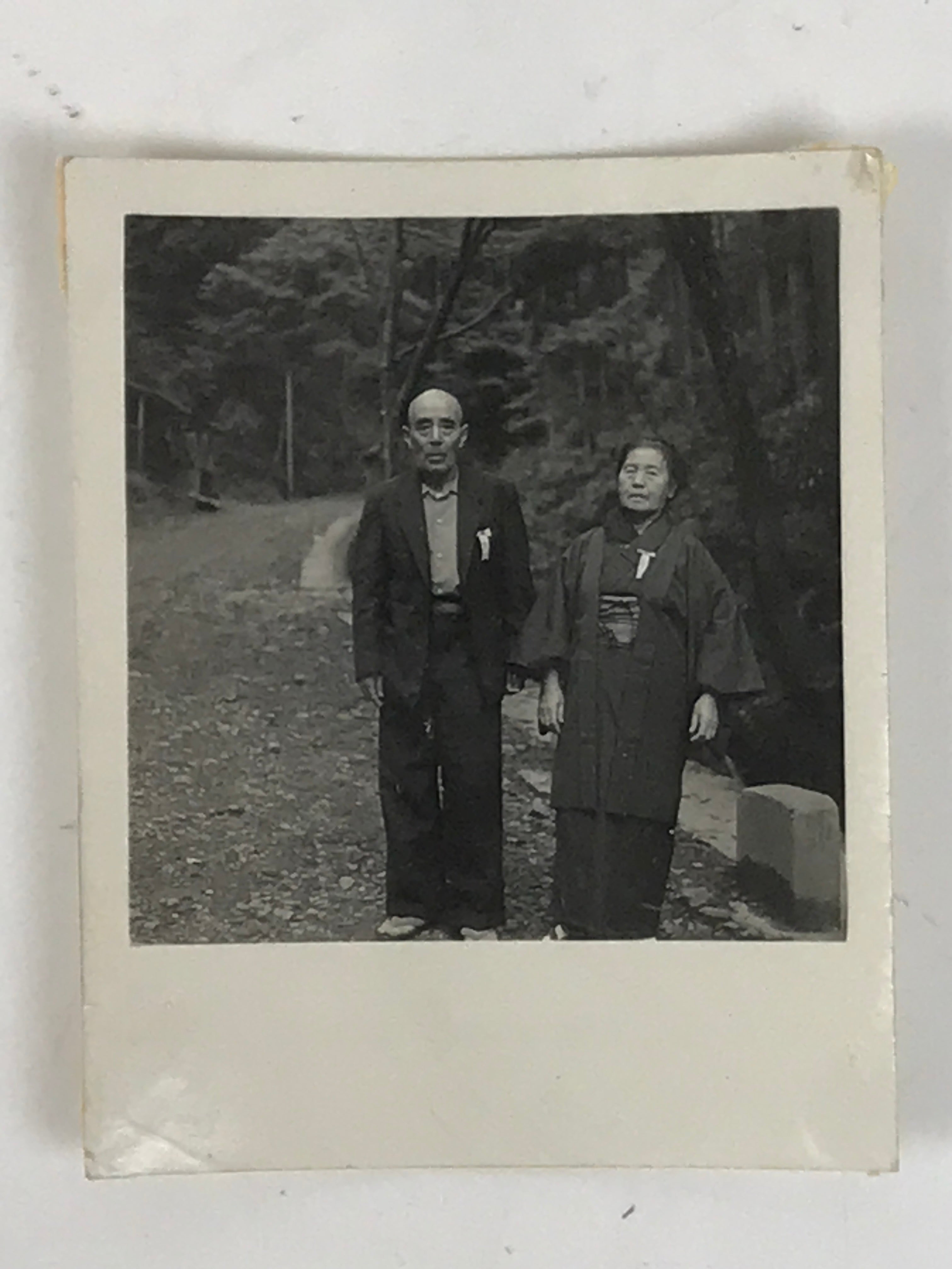 Japanese Elderly Couple Portrait Photograph Daily Life Kimono Black White PH259