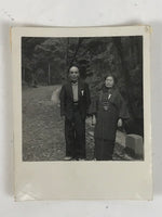 Japanese Elderly Couple Portrait Photograph Daily Life Kimono Black White PH259