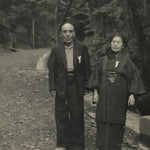 Japanese Elderly Couple Portrait Photograph Daily Life Kimono Black White PH259