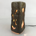 Japanese Electric Ceramic Sculpture Table Lamp Vtg Washi Paper Screen Brown LT85