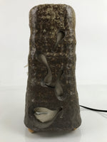 Japanese Electric Ceramic Sculpture Table Lamp Vtg Washi Paper Screen Brown LT85