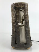 Japanese Electric Ceramic Sculpture Table Lamp Vtg Washi Paper Screen Brown LT85