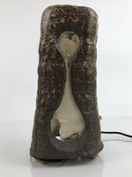 Japanese Electric Ceramic Sculpture Table Lamp Vtg Washi Paper Screen Brown LT85