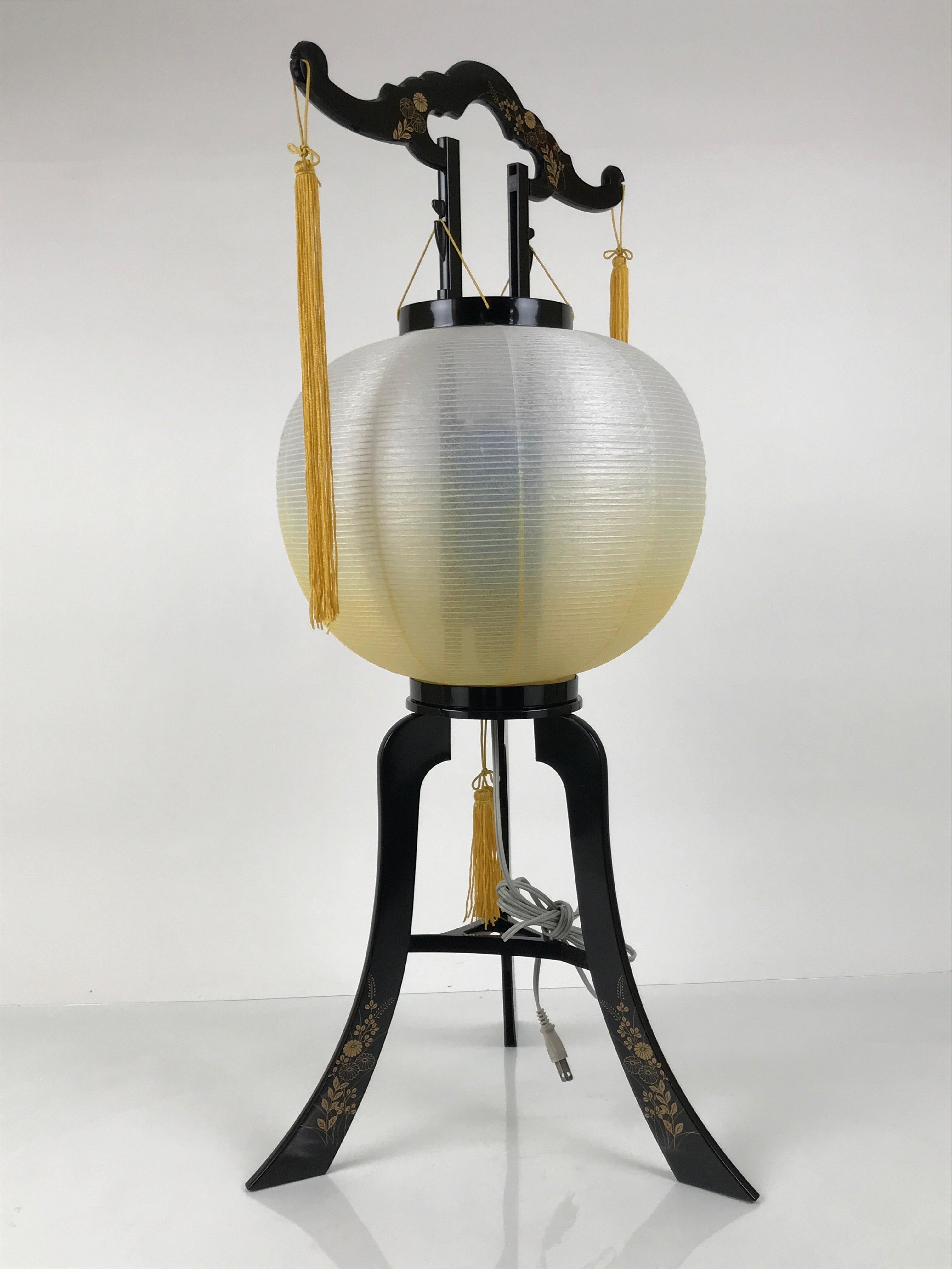 Japanese Electric Gifu Lantern 3 Legs Stand Vtg Obon Flowers Chrysanthemum LT108