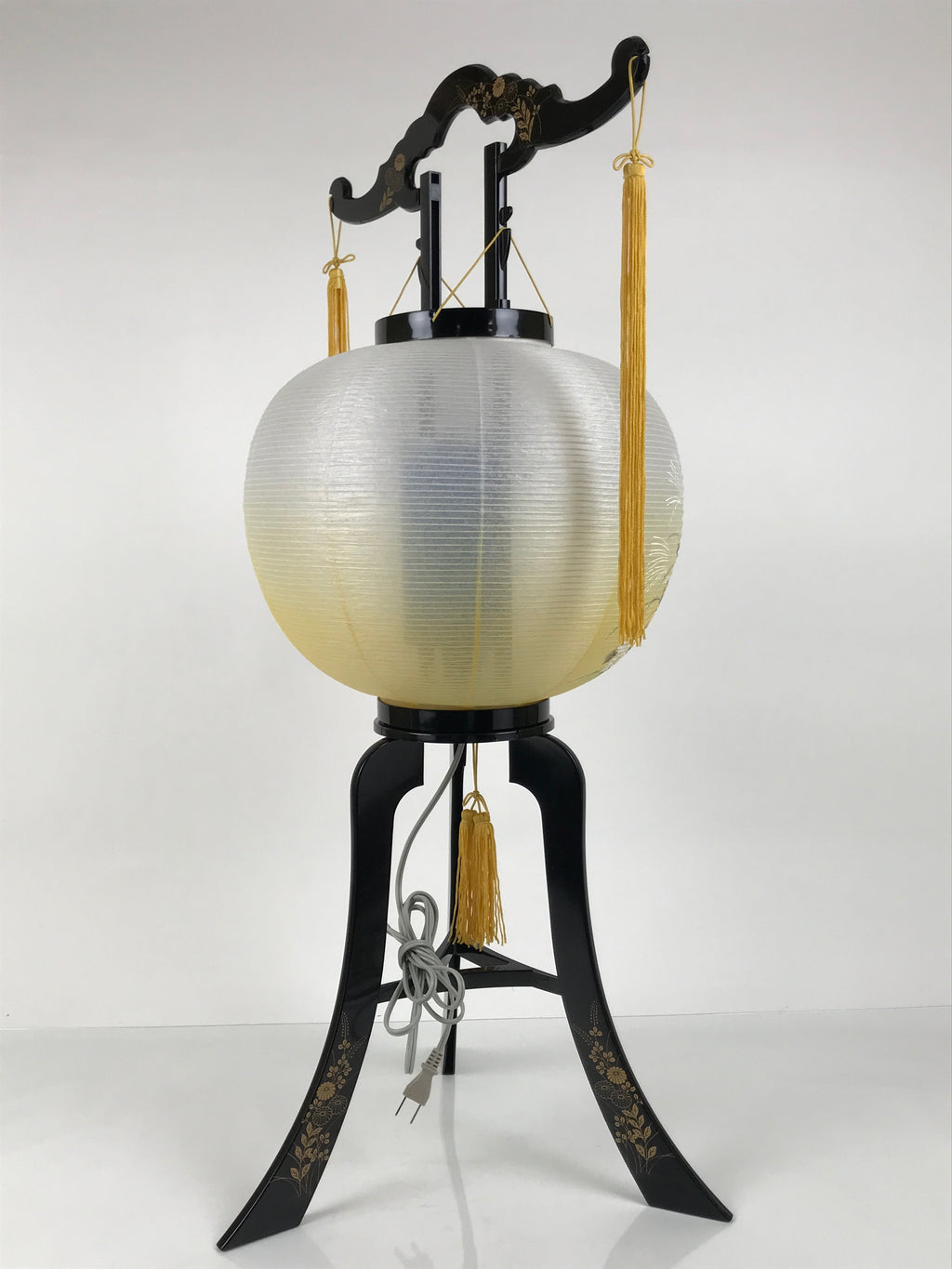 Japanese Electric Gifu Lantern 3 Legs Stand Vtg Obon Flowers Chrysanthemum LT108