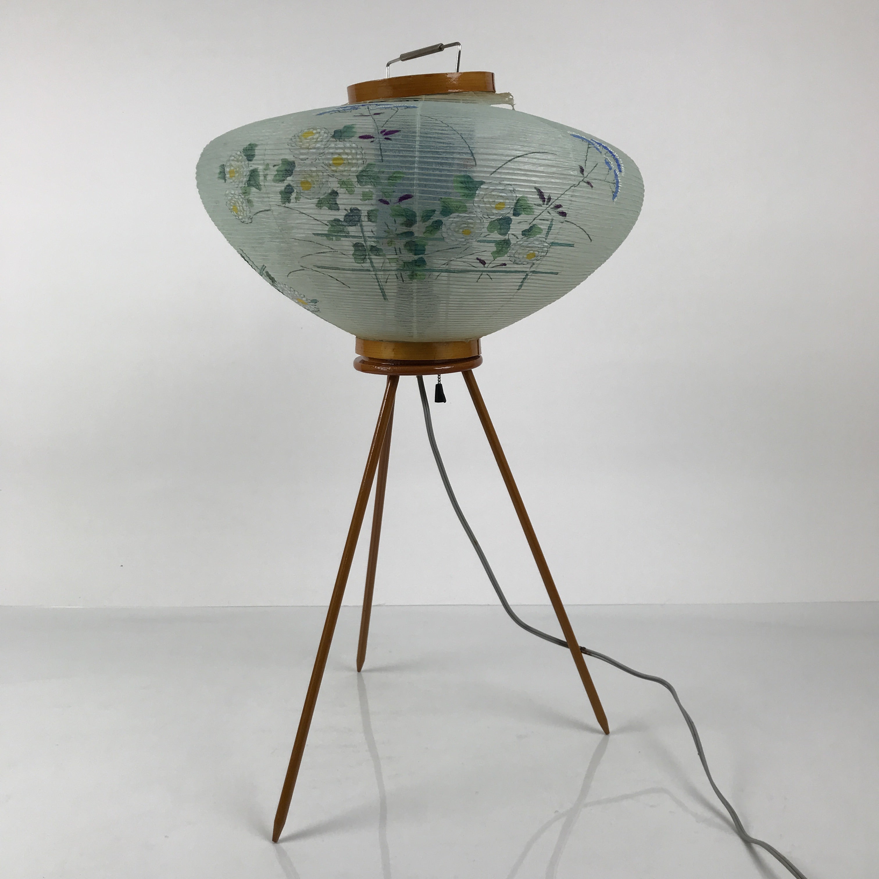 Japanese Electric Gifu Lantern 3 Legs Stand Vtg Obon Flowers Chrysanthemum LT97