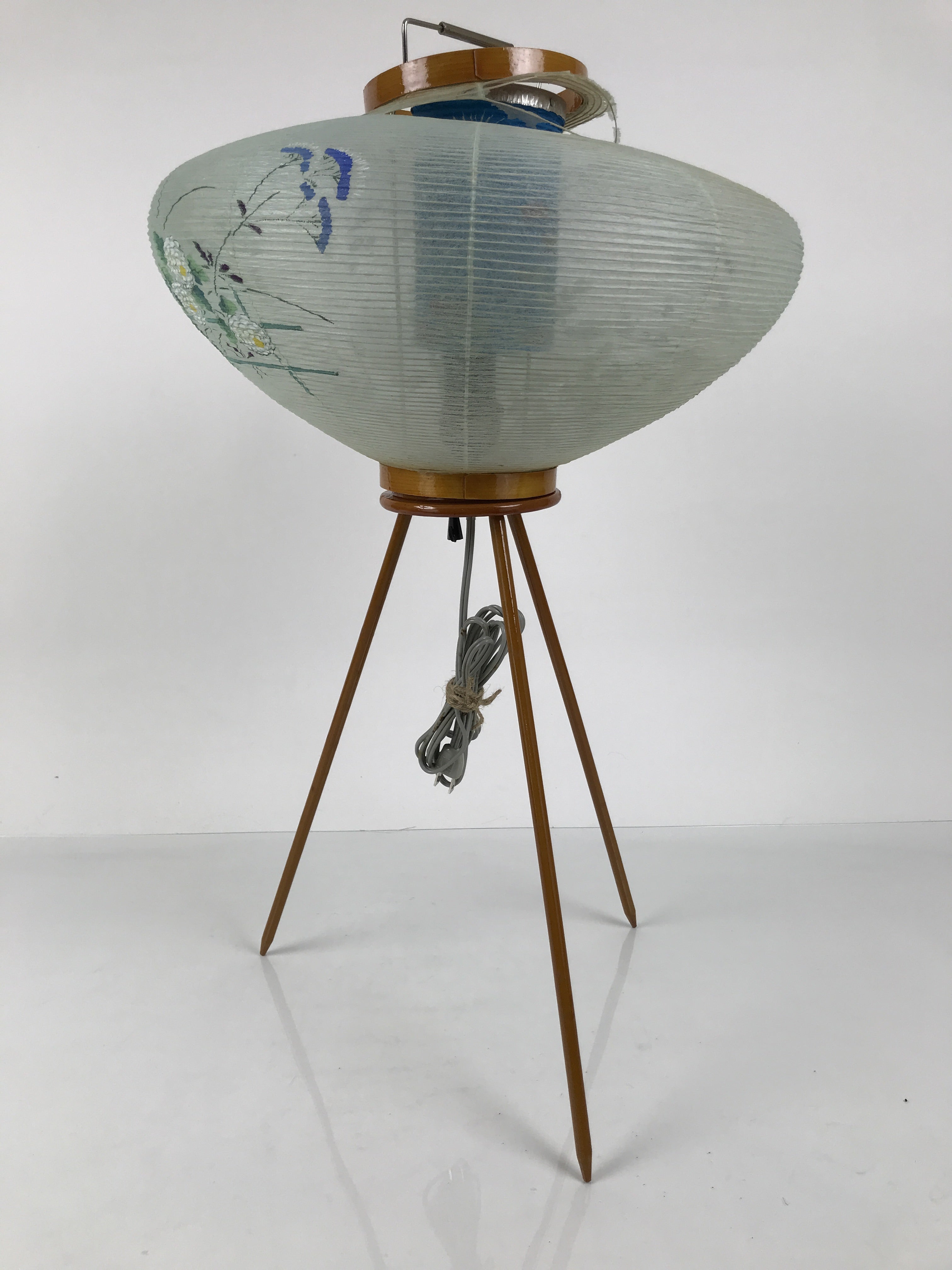 Japanese Electric Gifu Lantern 3 Legs Stand Vtg Obon Flowers Chrysanthemum LT97