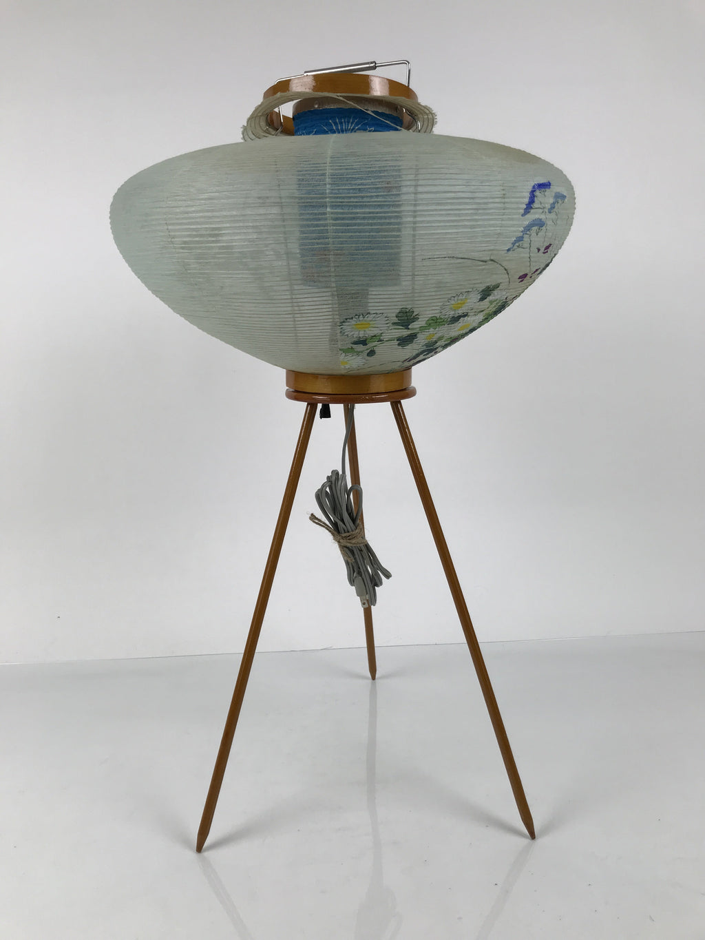 Japanese Electric Gifu Lantern 3 Legs Stand Vtg Obon Flowers Chrysanthemum LT97