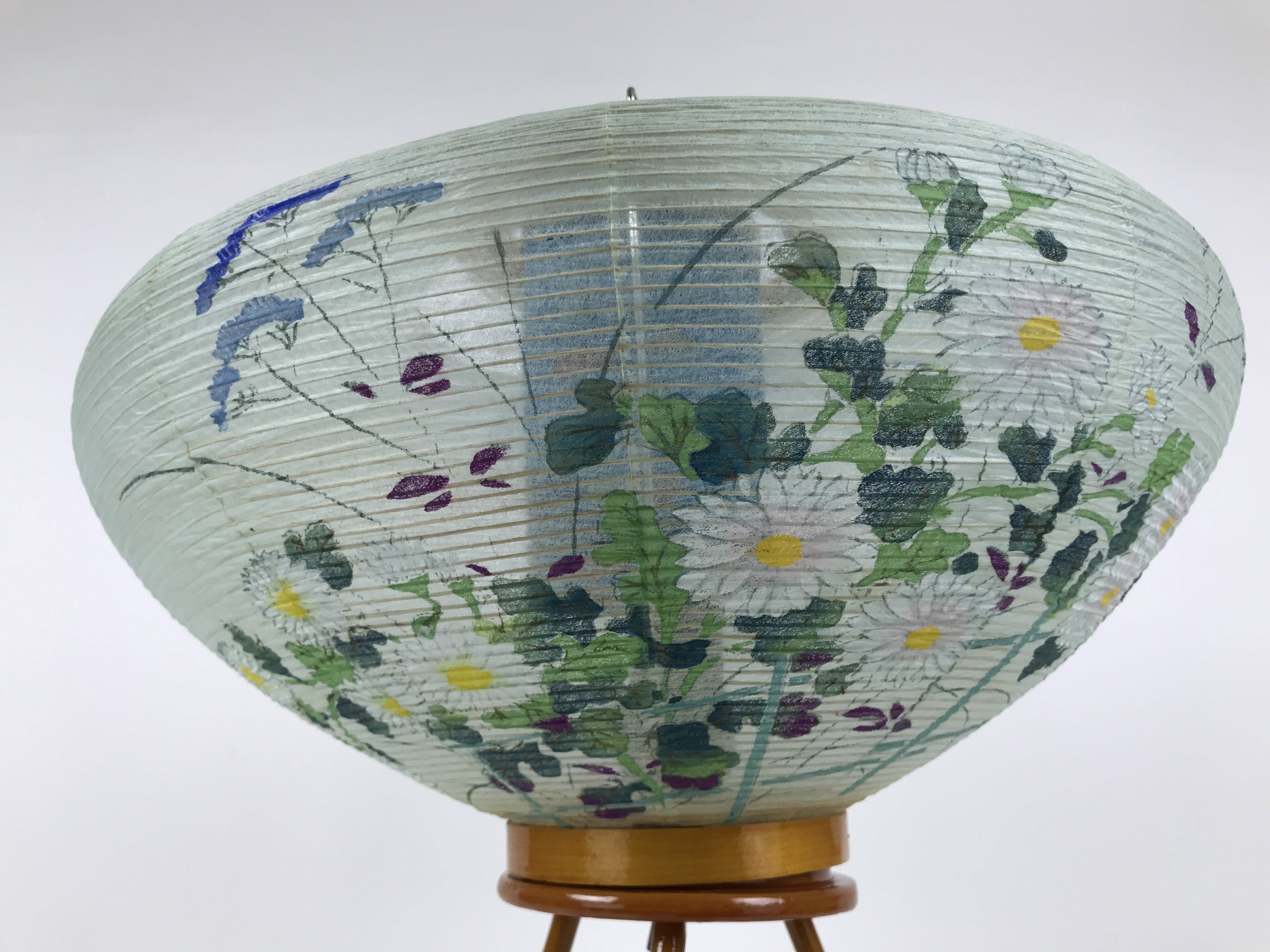 Japanese Electric Gifu Lantern 3 Legs Stand Vtg Obon Flowers Chrysanthemum LT97