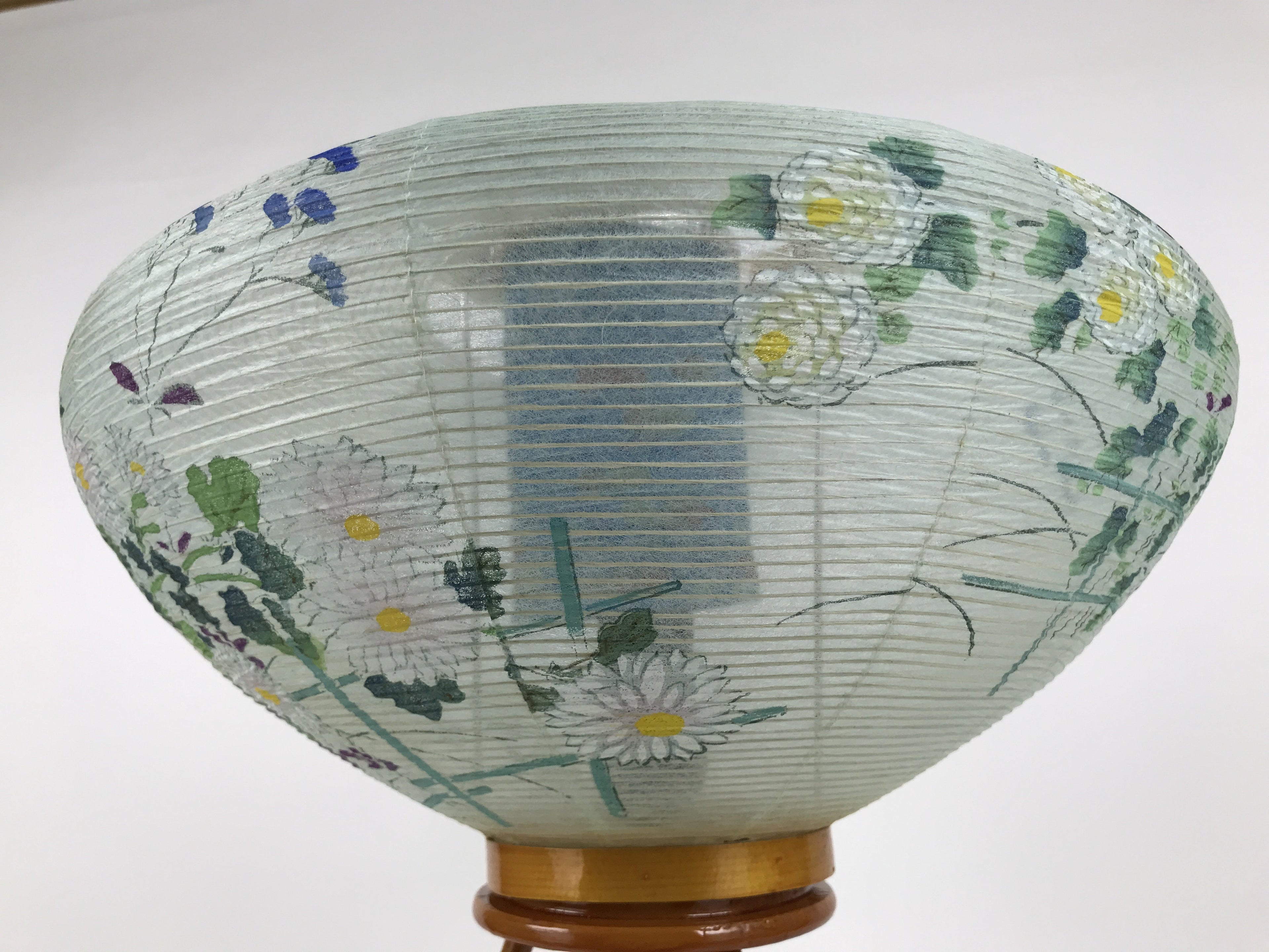 Japanese Electric Gifu Lantern 3 Legs Stand Vtg Obon Flowers Chrysanthemum LT97
