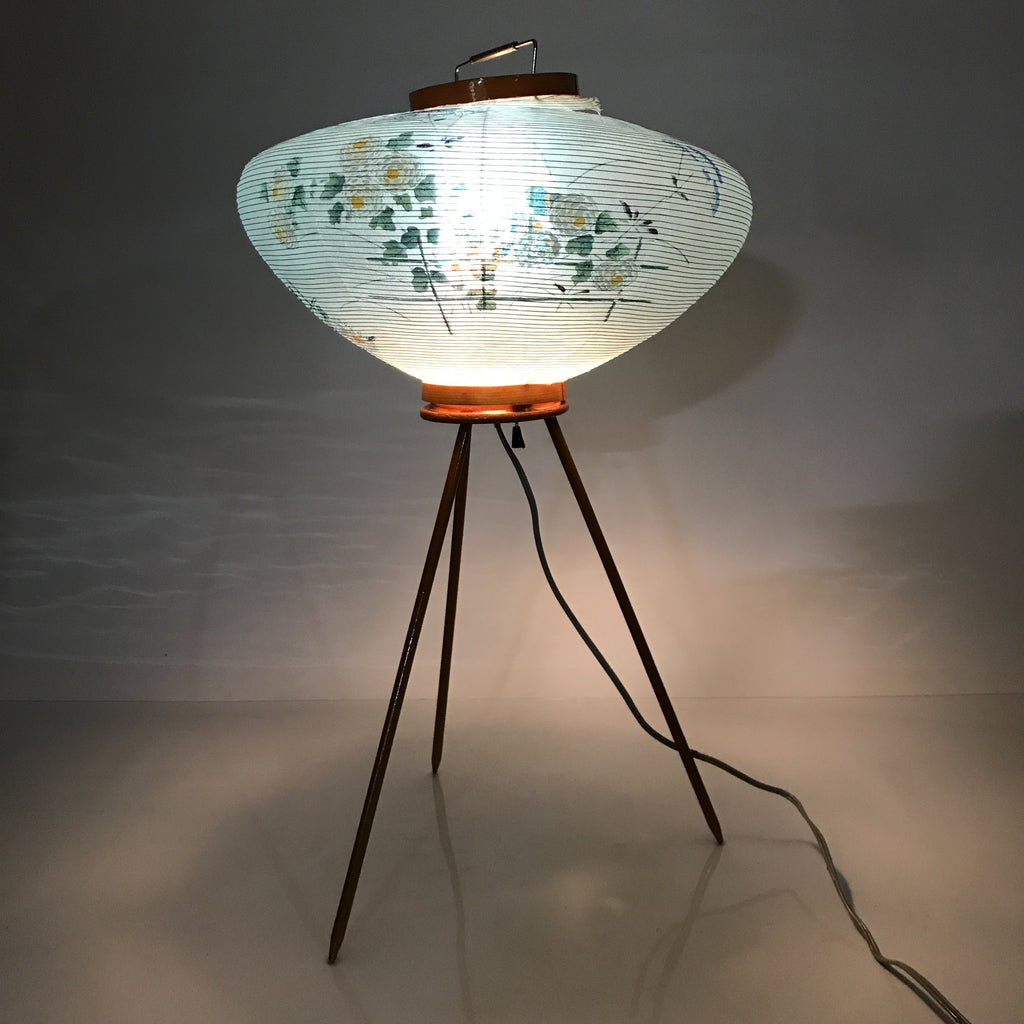 Japanese Electric Gifu Lantern 3 Legs Stand Vtg Obon Flowers Chrysanthemum LT97