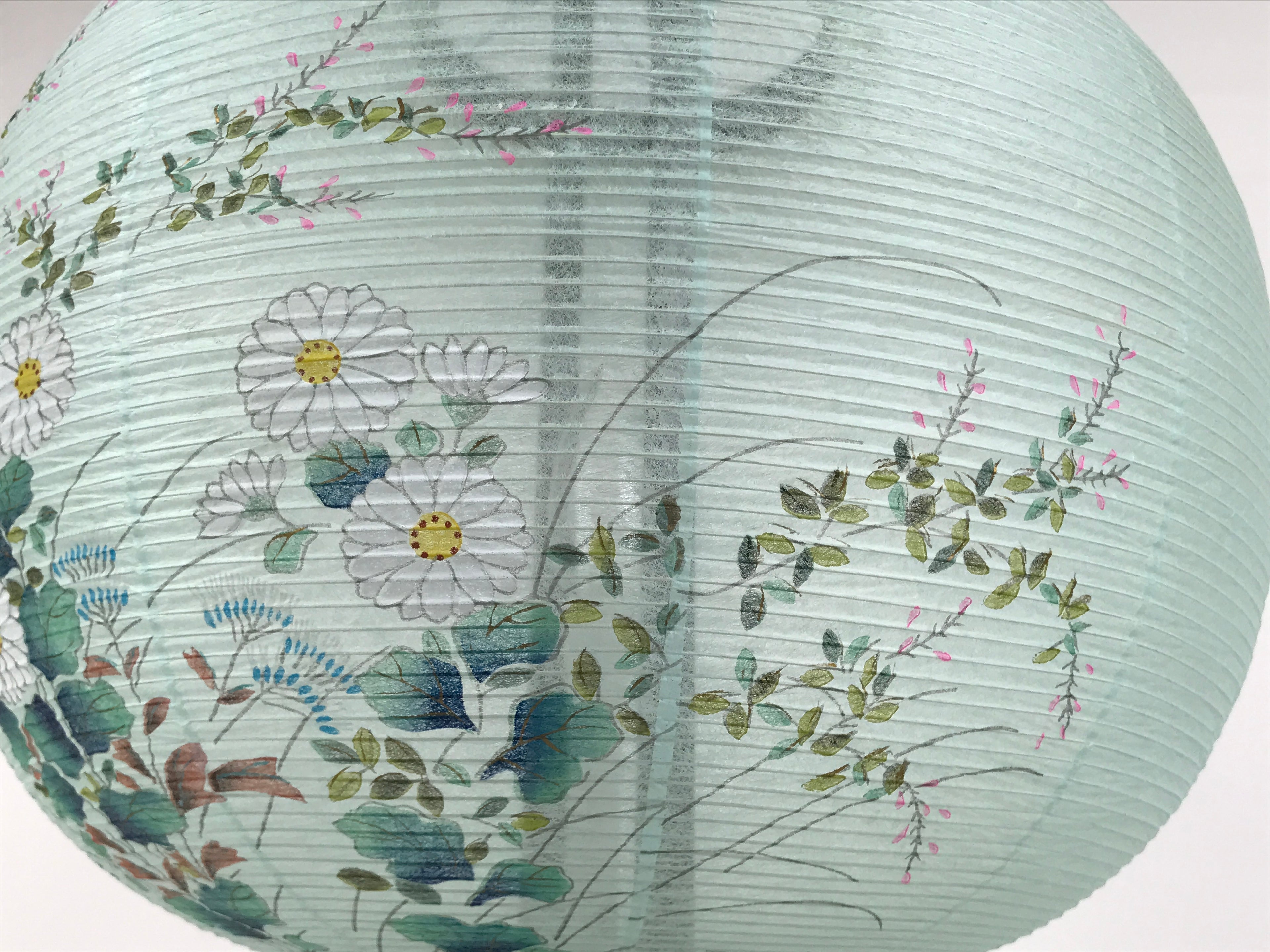 Japanese Electric Gifu Lantern 3 Legs Stand Vtg Obon Flowers Green Decor LT111