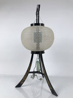 Japanese Electric Gifu Lantern 3 Legs Stand Vtg Obon Flowers Pierced White LT96