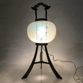 Japanese Electric Gifu Lantern 3 Legs Stand Vtg Obon Flowers Pierced White LT96