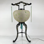 Japanese Electric Gifu Lantern 3 Legs Stand Vtg Obon Green Leaves Decor LT98