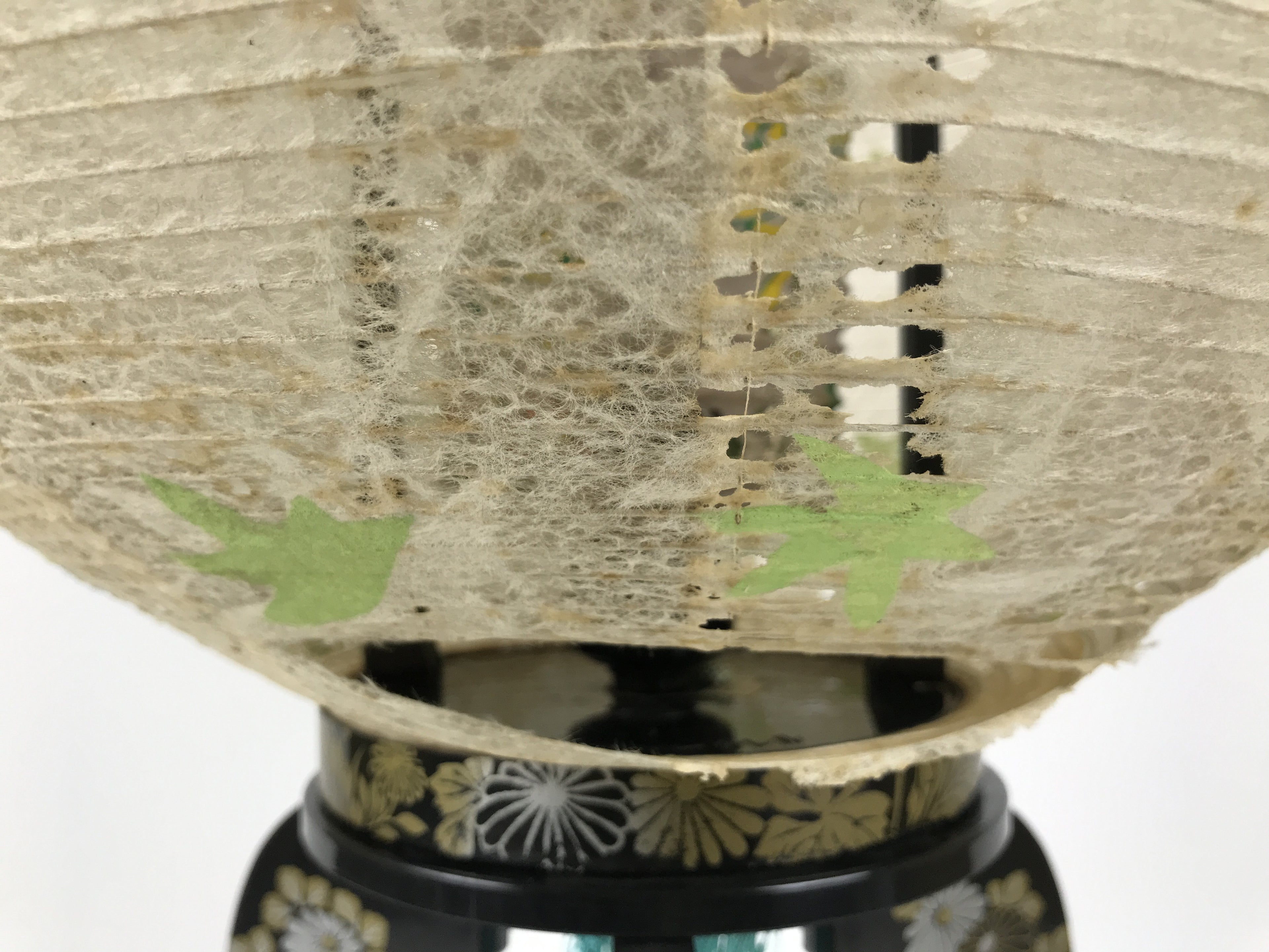 Japanese Electric Gifu Lantern 3 Legs Stand Vtg Obon Green Leaves Decor LT98