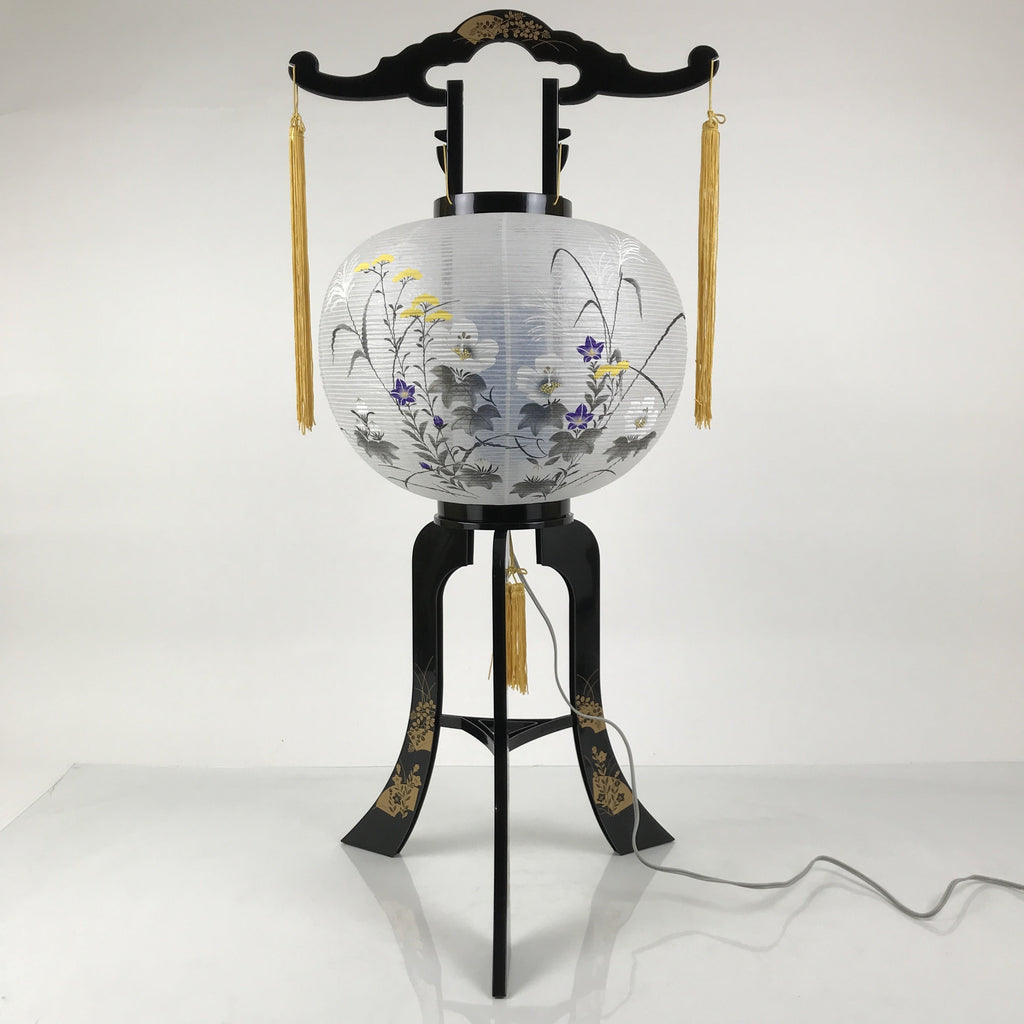 Japanese Electric Gifu Lantern 3 Legs Stand Vtg Obon Hibiscus Flowers Decor LT99