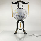 Japanese Electric Gifu Lantern 3 Legs Stand Vtg Obon Hibiscus Flowers Decor LT99