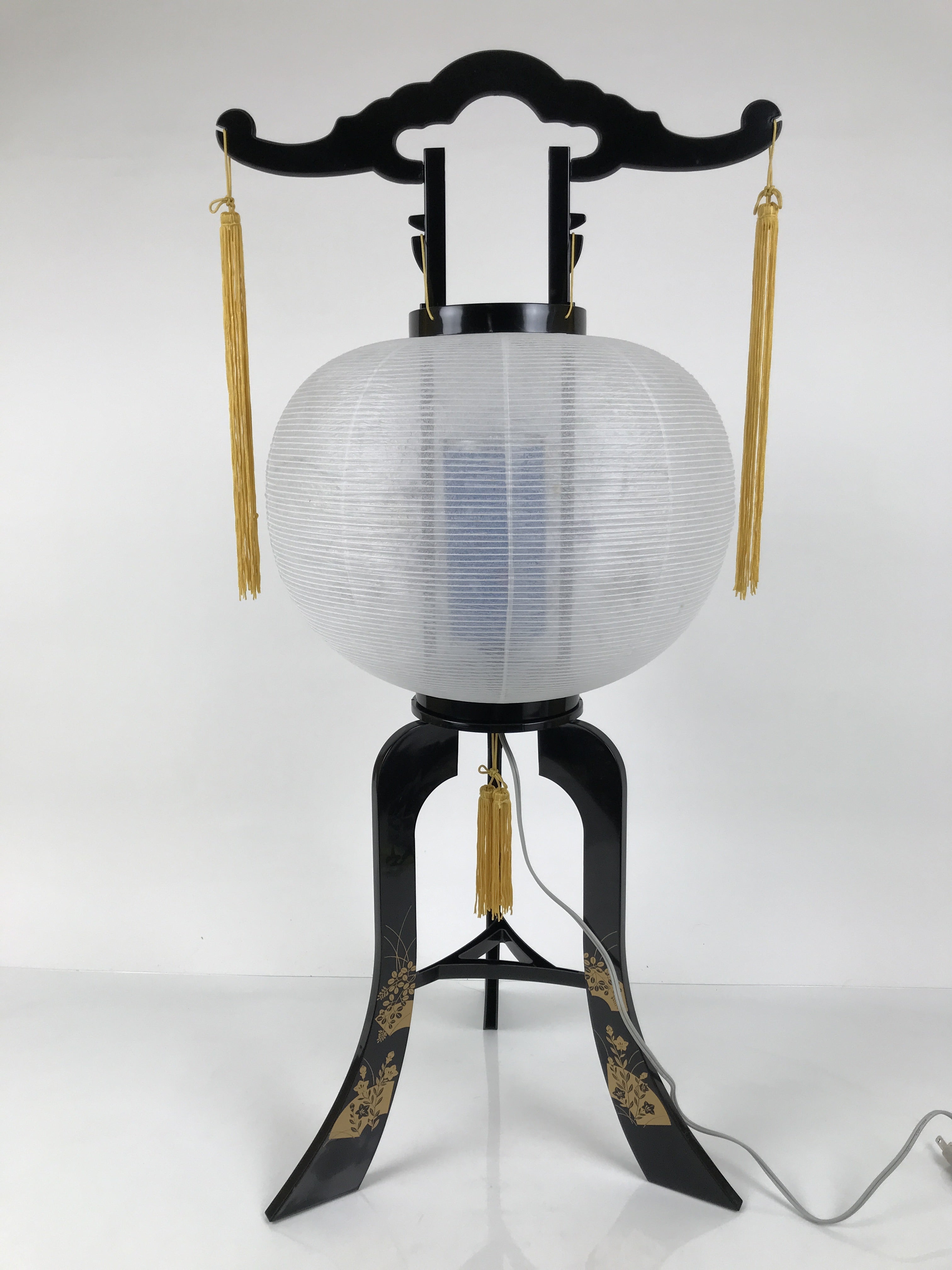 Japanese Electric Gifu Lantern 3 Legs Stand Vtg Obon Hibiscus