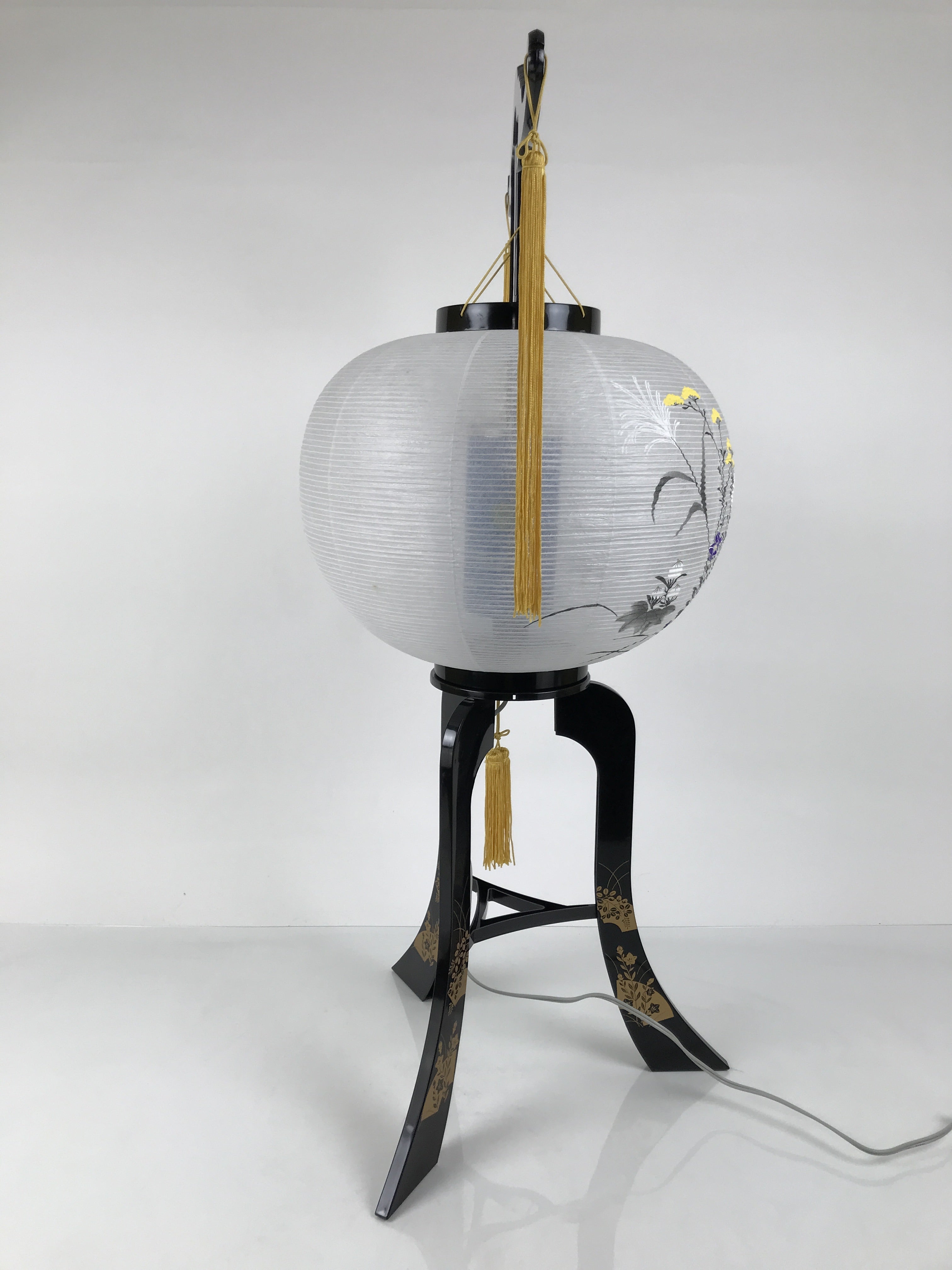 Japanese Electric Gifu Lantern 3 Legs Stand Vtg Obon Hibiscus