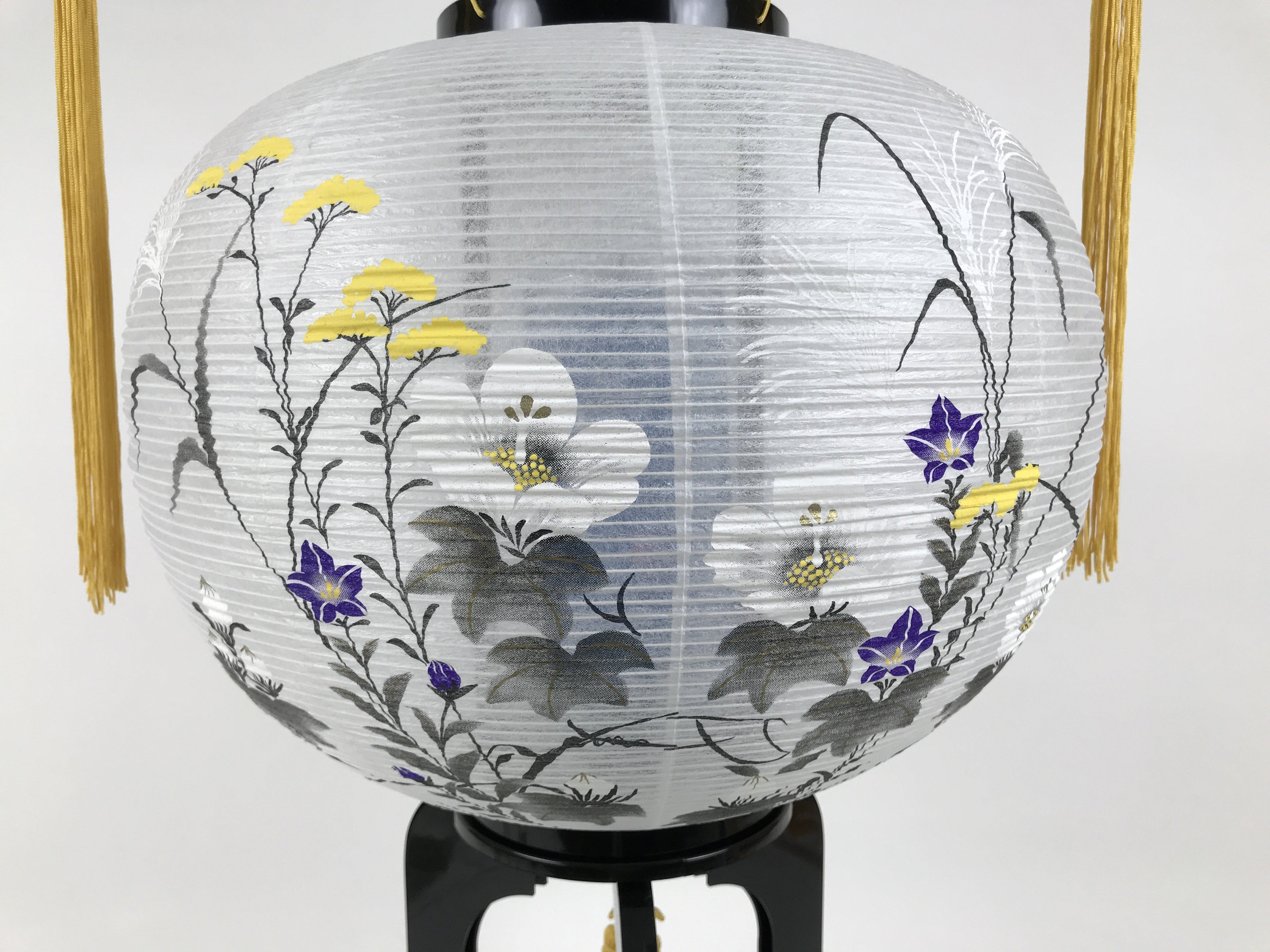 Japanese Electric Gifu Lantern 3 Legs Stand Vtg Obon Hibiscus Flowers Decor LT99