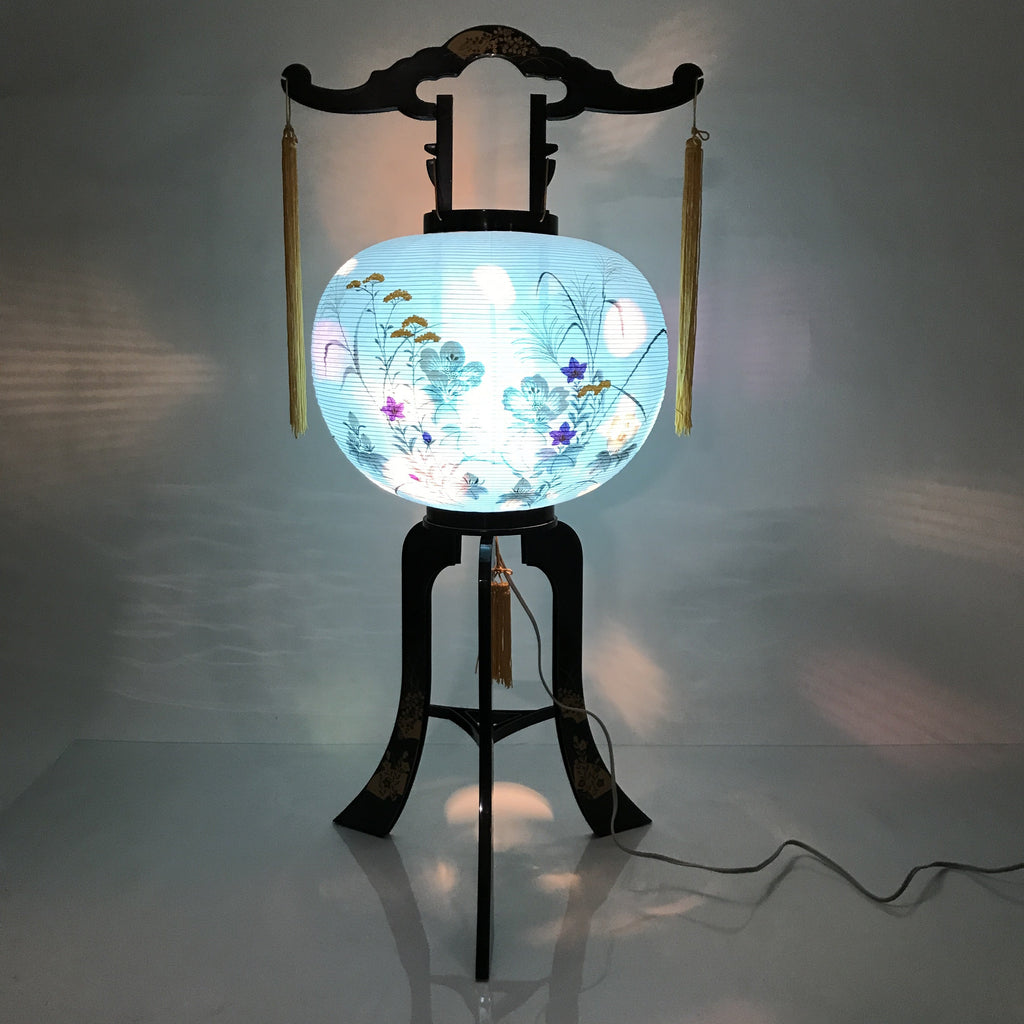 Japanese Electric Gifu Lantern 3 Legs Stand Vtg Obon Hibiscus